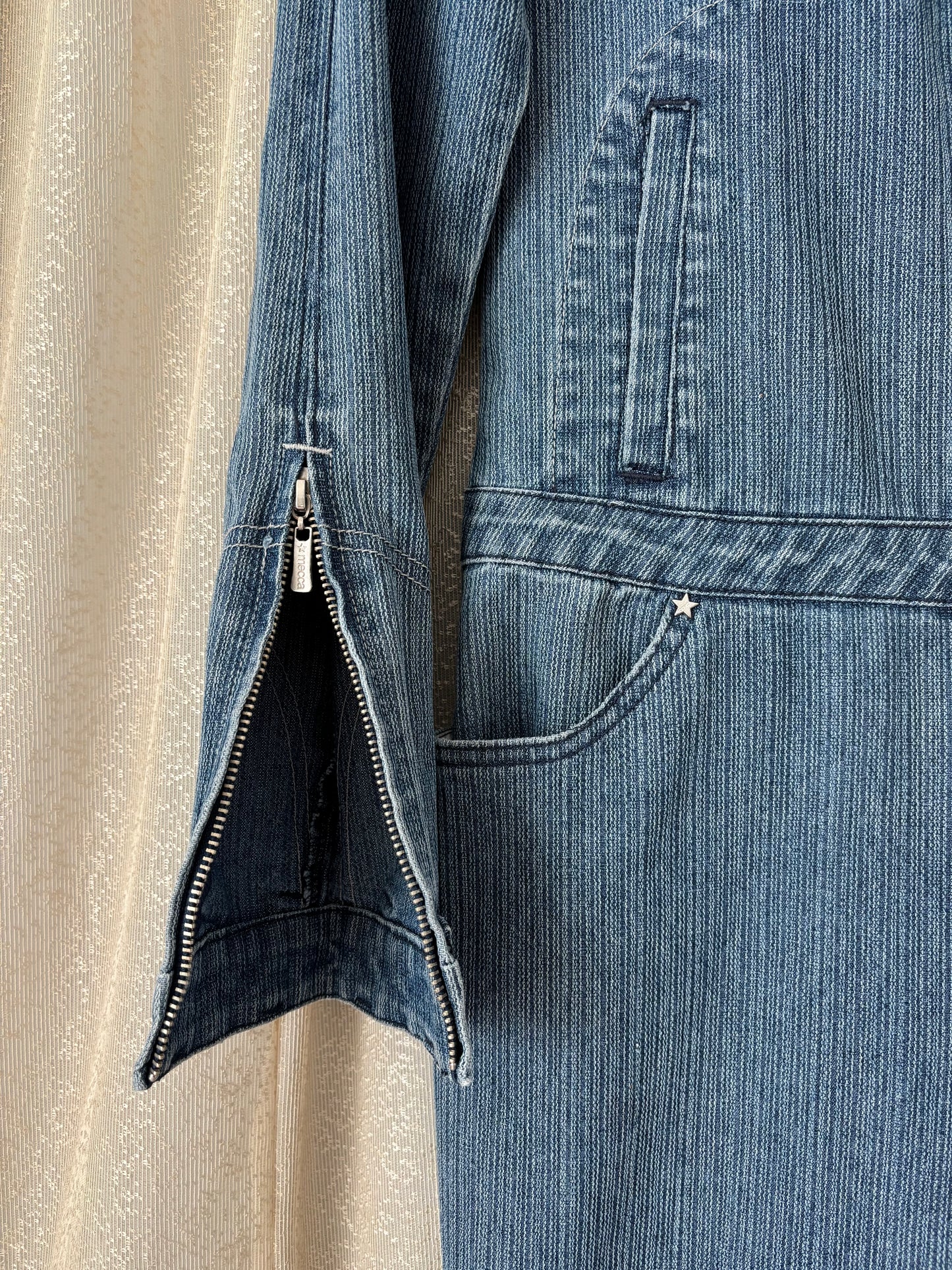 00s Mecca Femme denim pinstripe jumpsuit