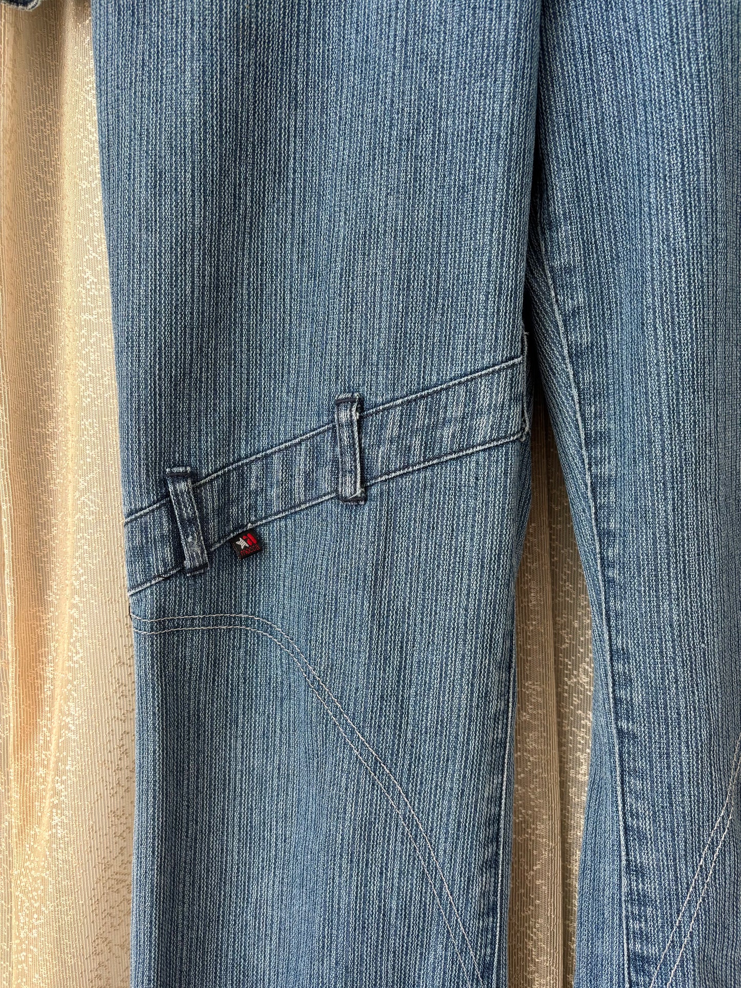00s Mecca Femme denim pinstripe jumpsuit