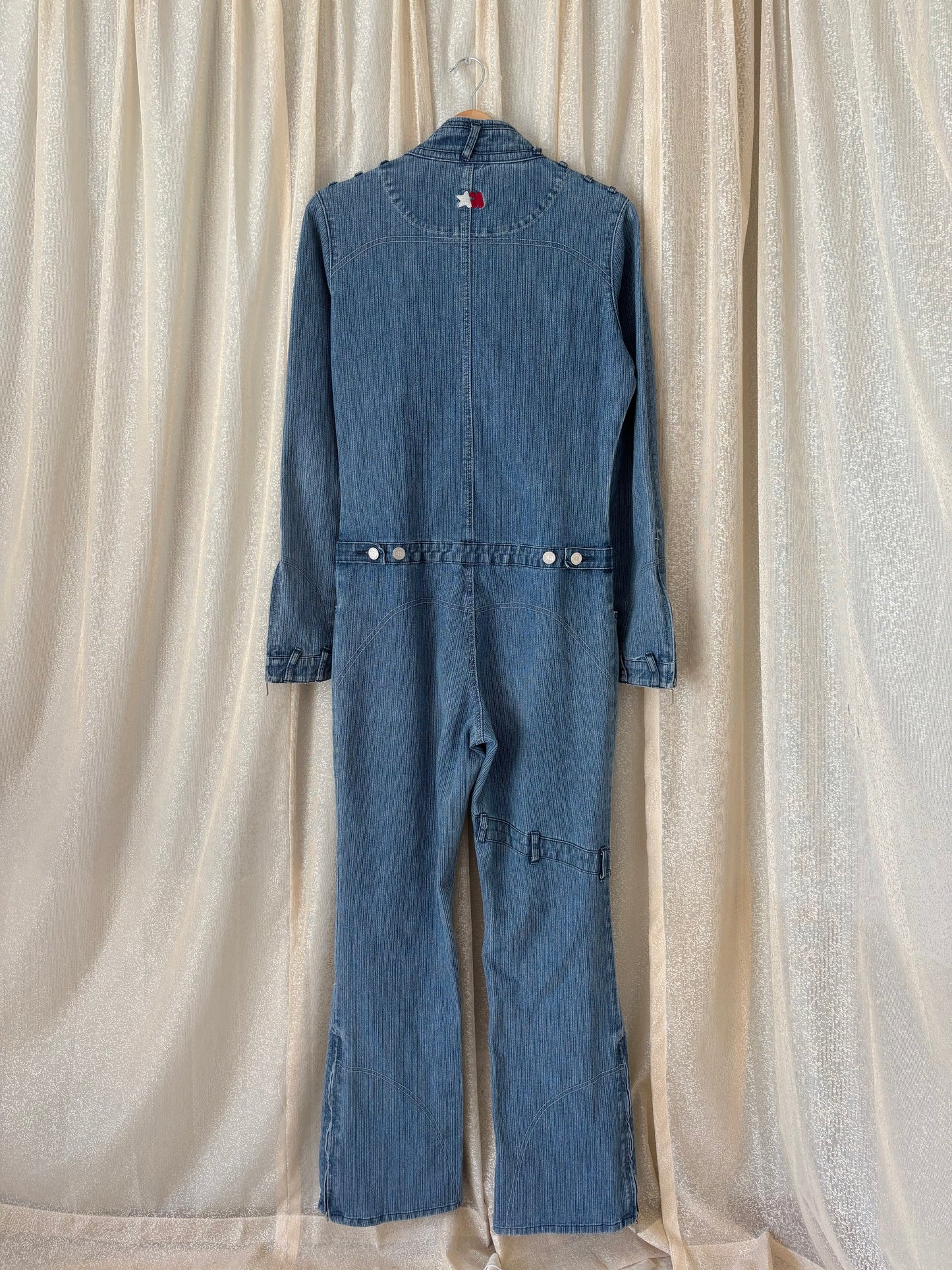 00s Mecca Femme denim pinstripe jumpsuit