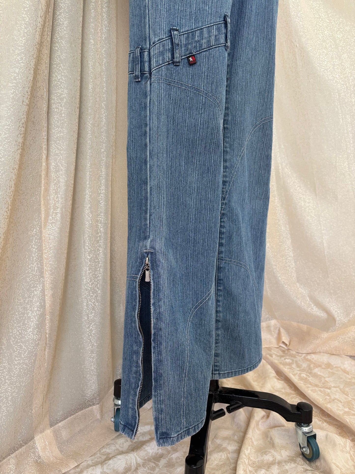 00s Mecca Femme denim pinstripe jumpsuit