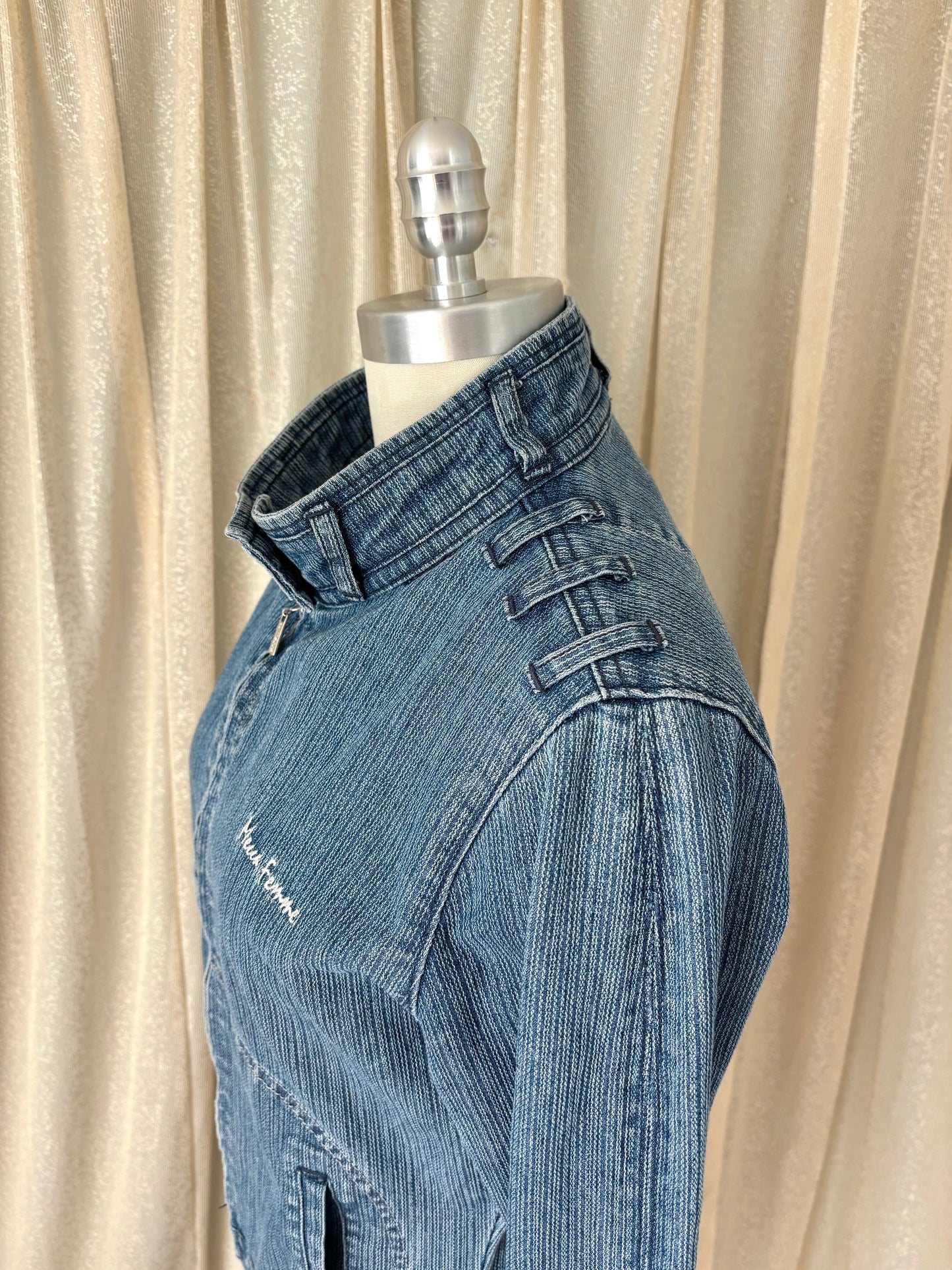 00s Mecca Femme denim pinstripe jumpsuit