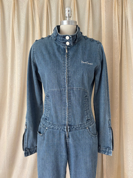 00s Mecca Femme denim pinstripe jumpsuit