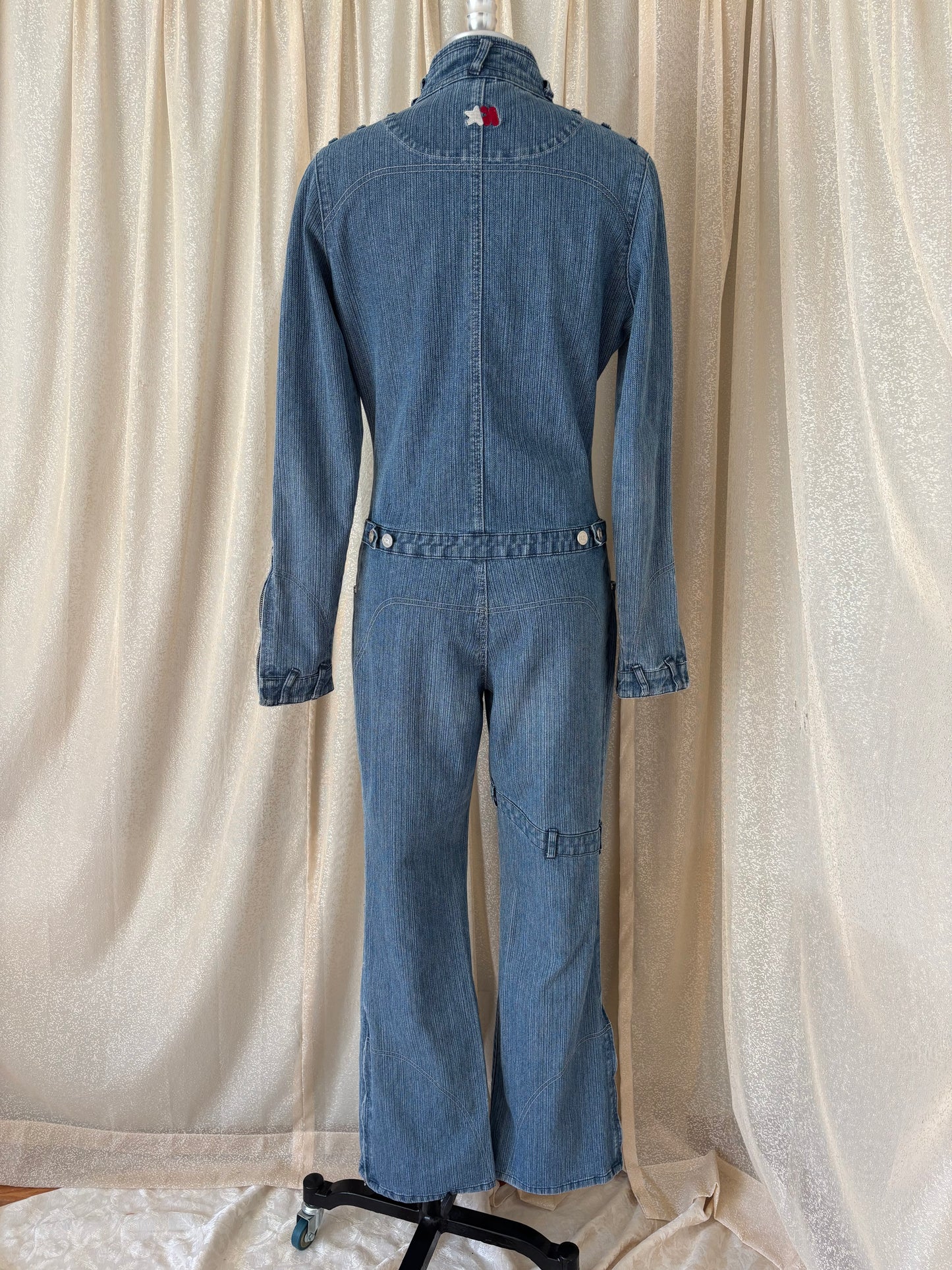 00s Mecca Femme denim pinstripe jumpsuit