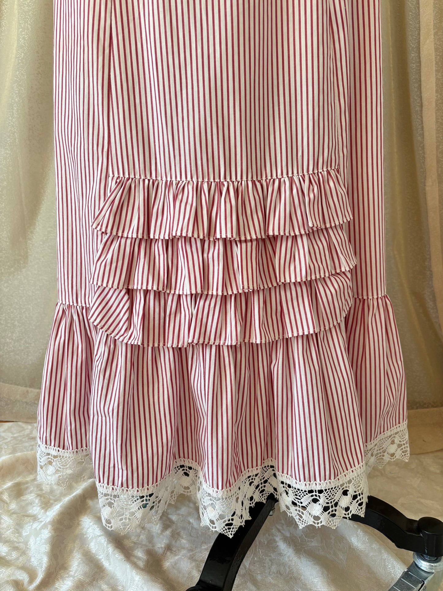 Vintage candy stripe ruffle maxi skirt