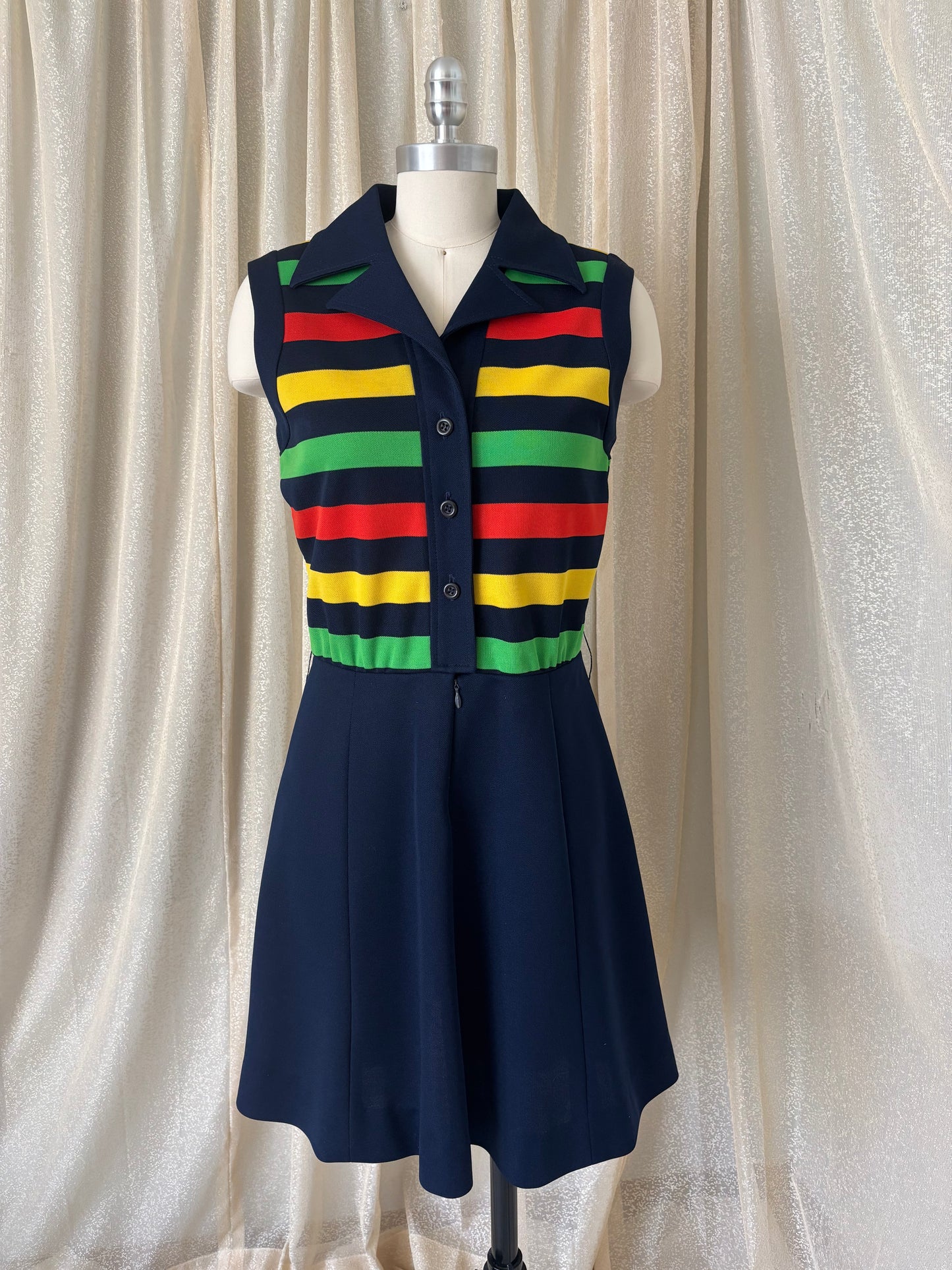 60s/70s Butte Knit striped fit and flare mod mini dress