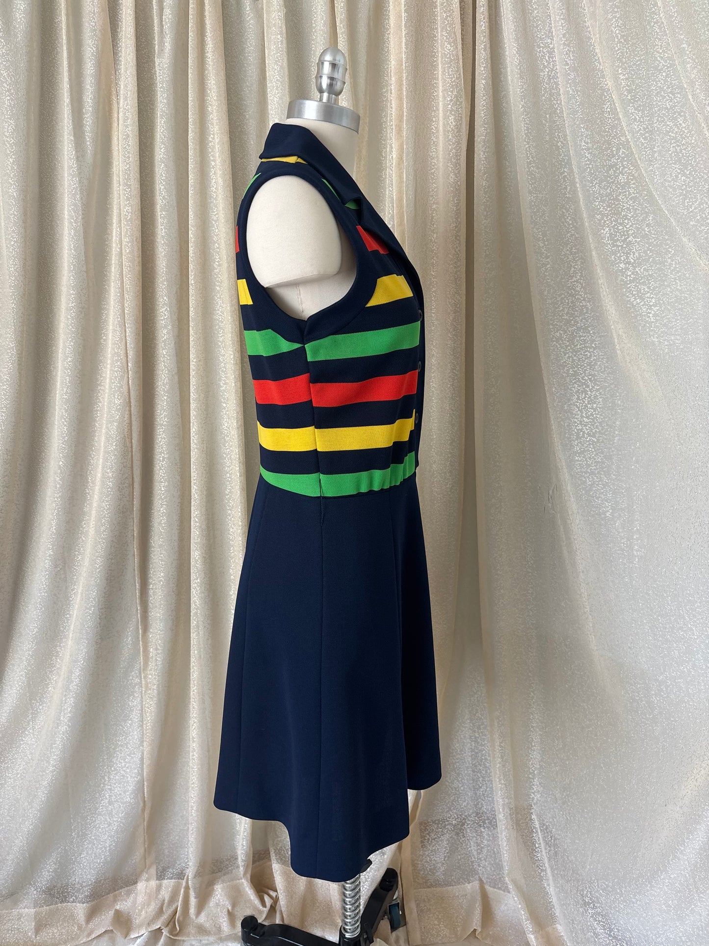 60s/70s Butte Knit striped fit and flare mod mini dress