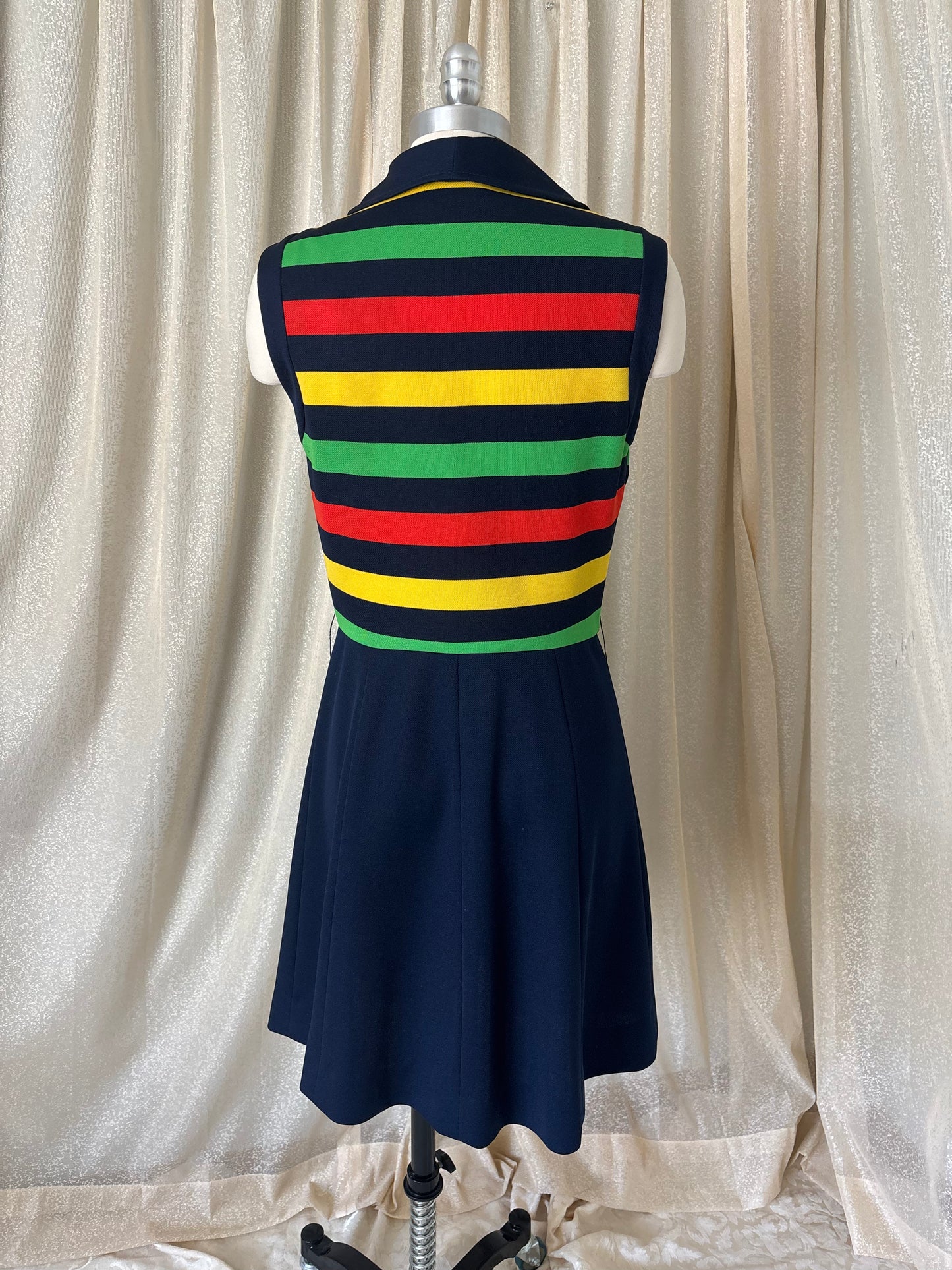 60s/70s Butte Knit striped fit and flare mod mini dress