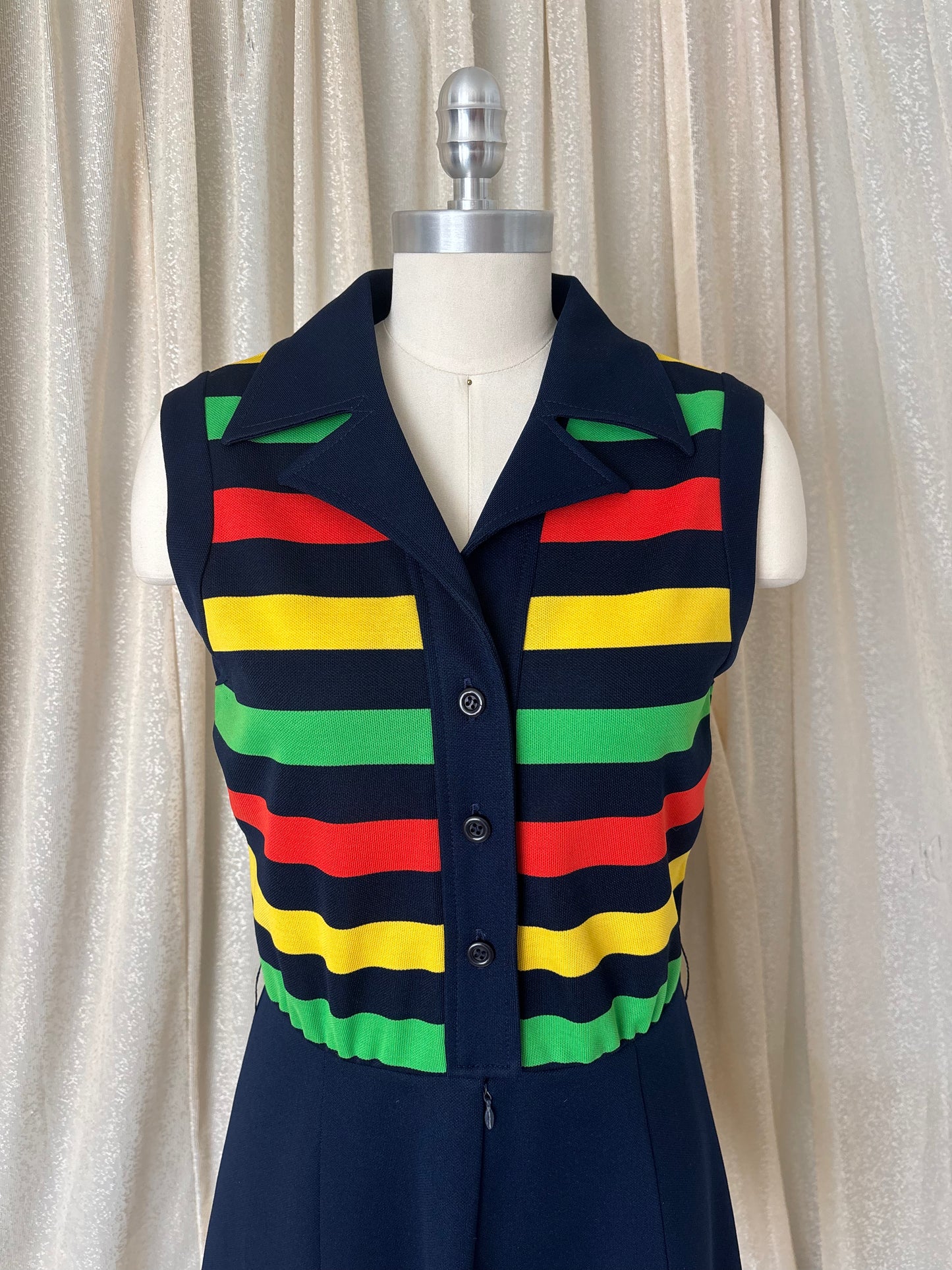 60s/70s Butte Knit striped fit and flare mod mini dress