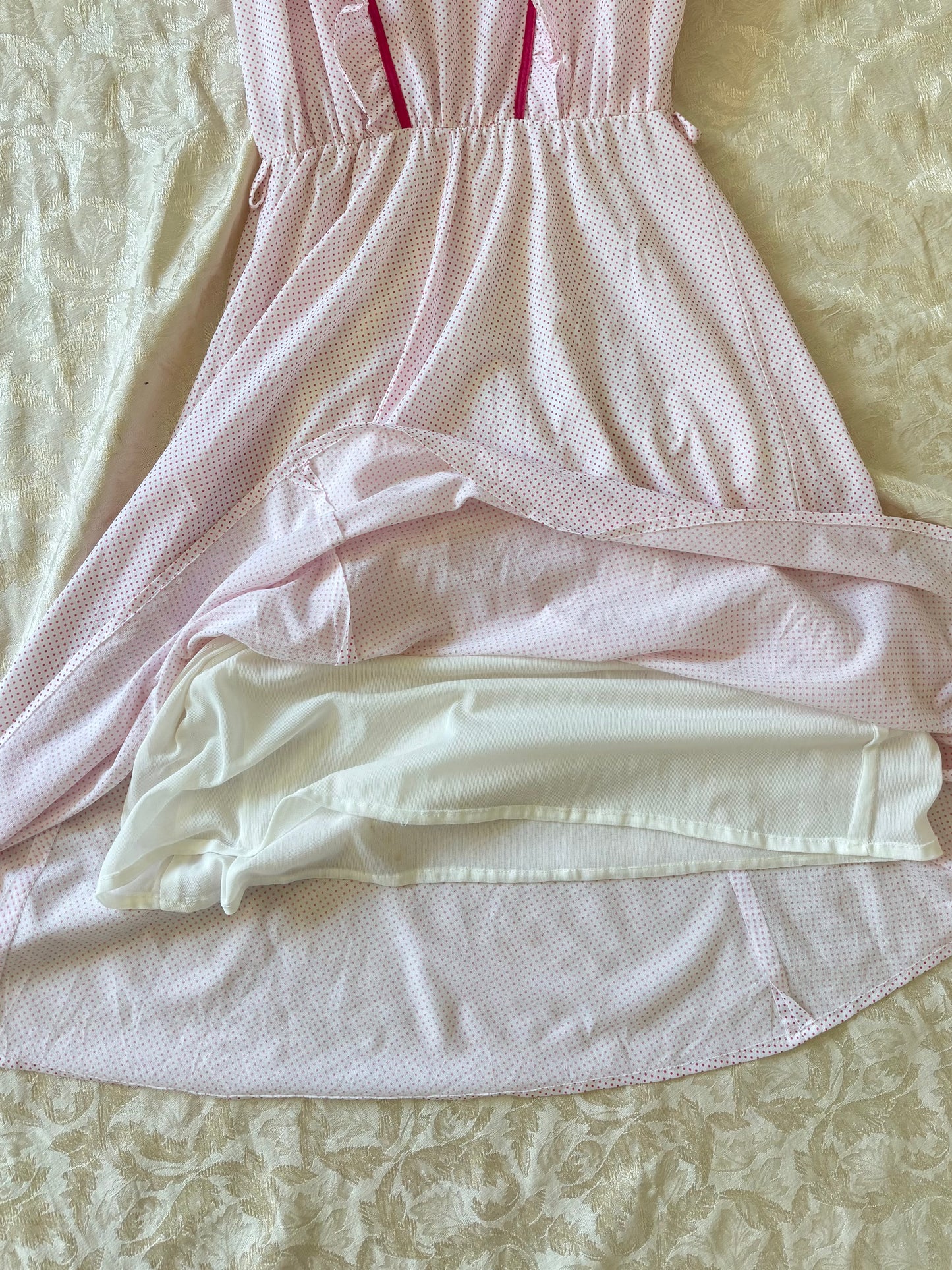 Vintage pink polka dot prairie dress