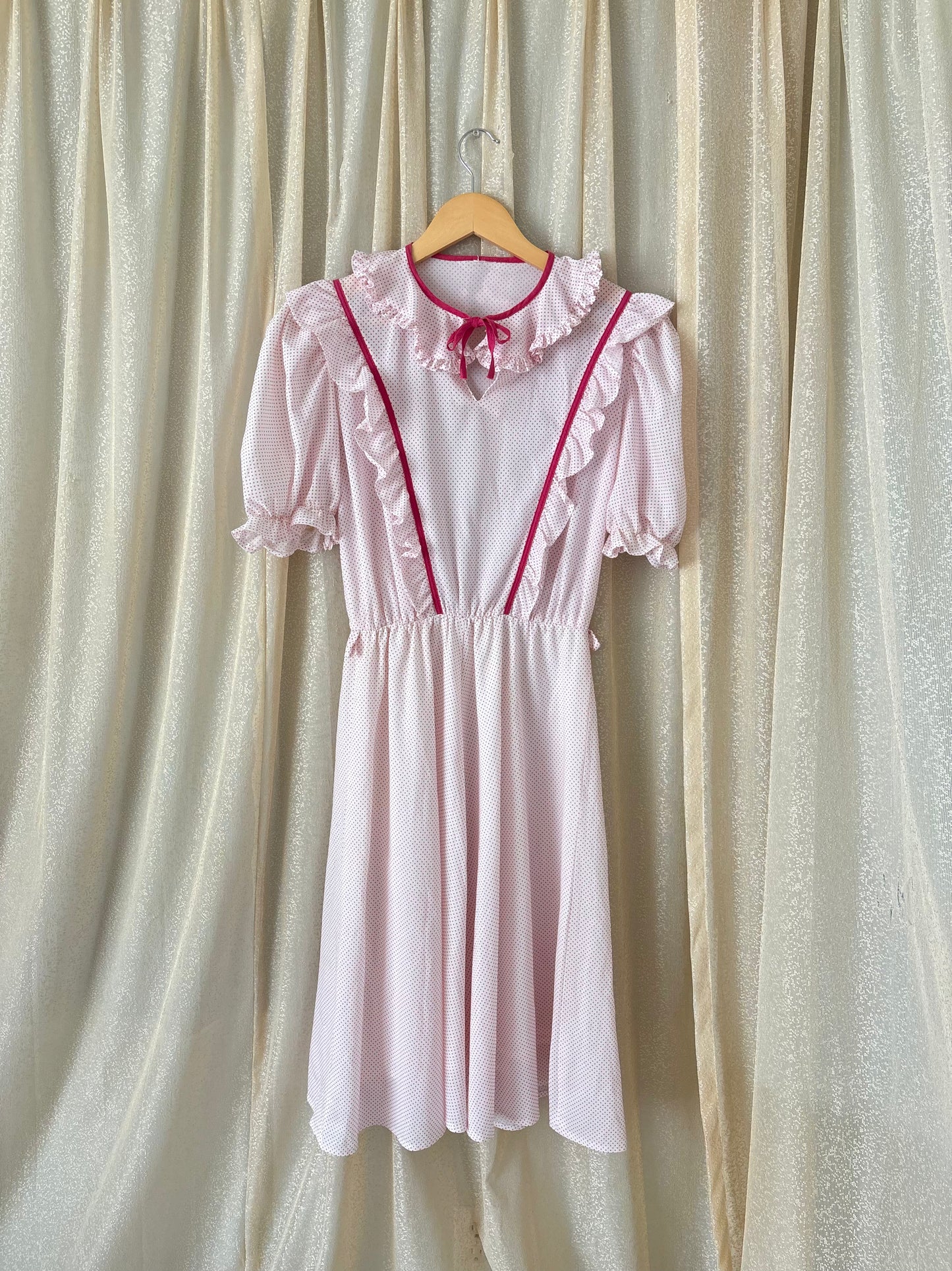 Vintage pink polka dot prairie dress