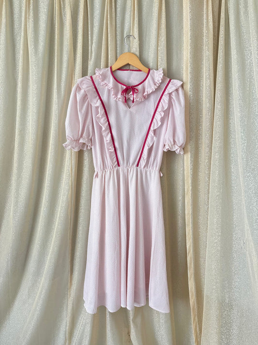 Vintage pink polka dot prairie dress