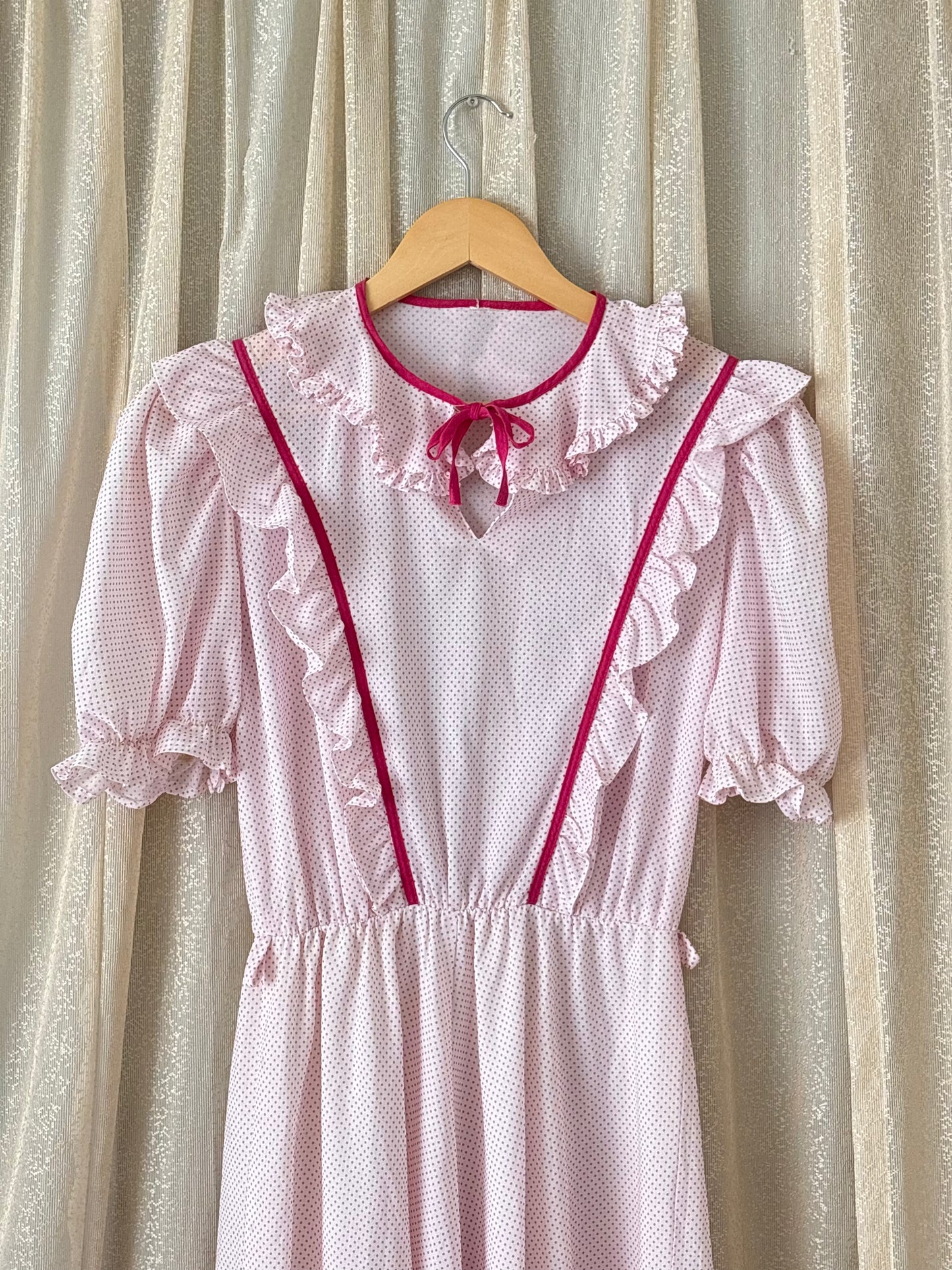 Vintage pink polka dot prairie dress