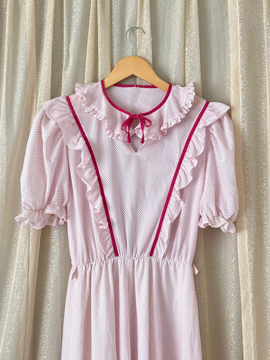 Vintage pink polka dot prairie dress