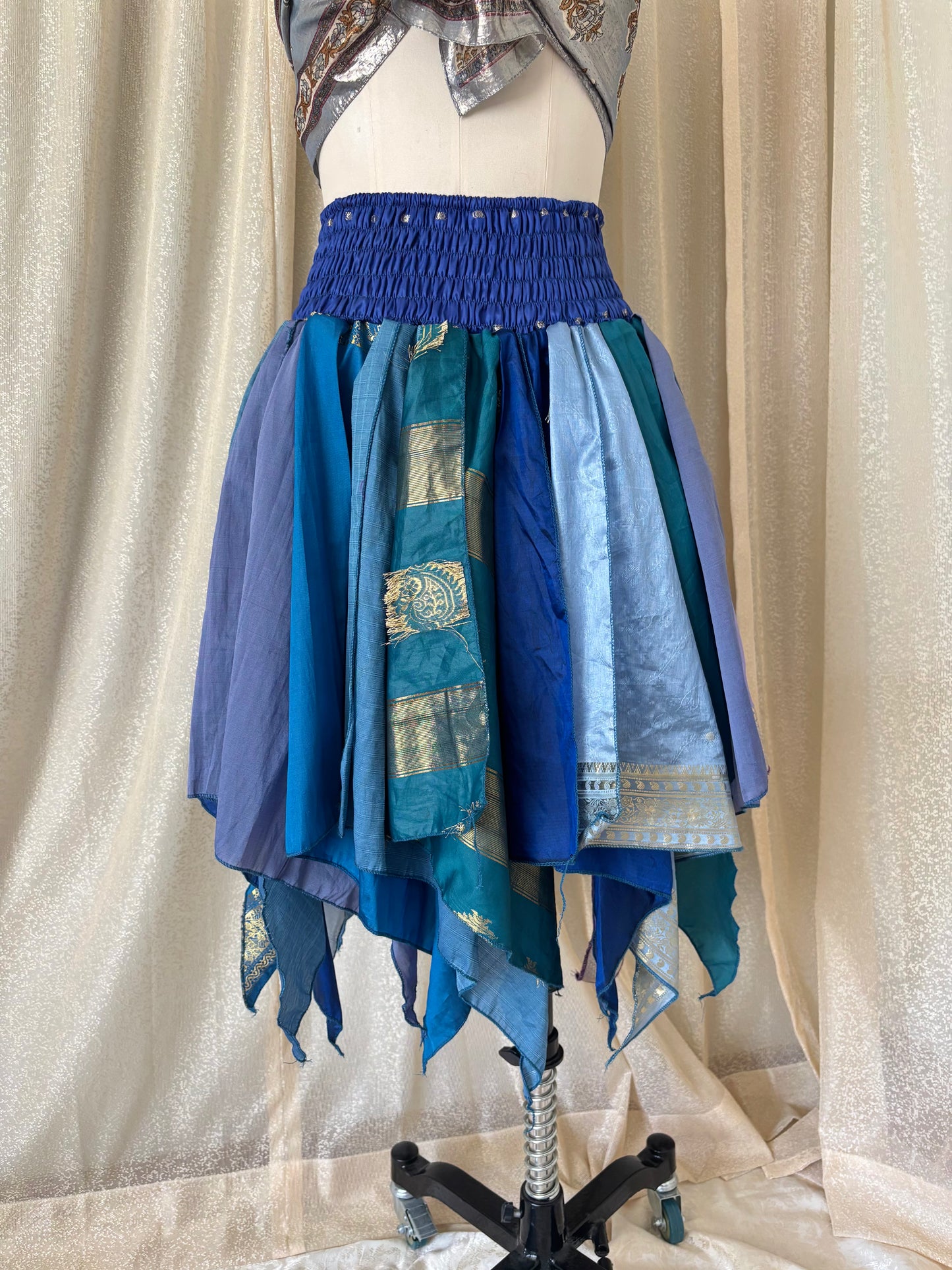India silk patchwork sari skirt