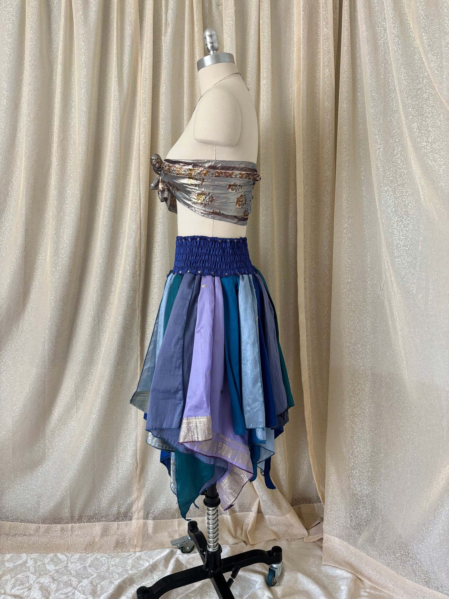 India silk patchwork sari skirt