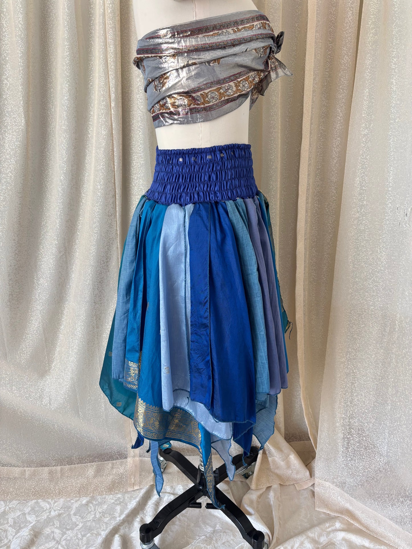 India silk patchwork sari skirt