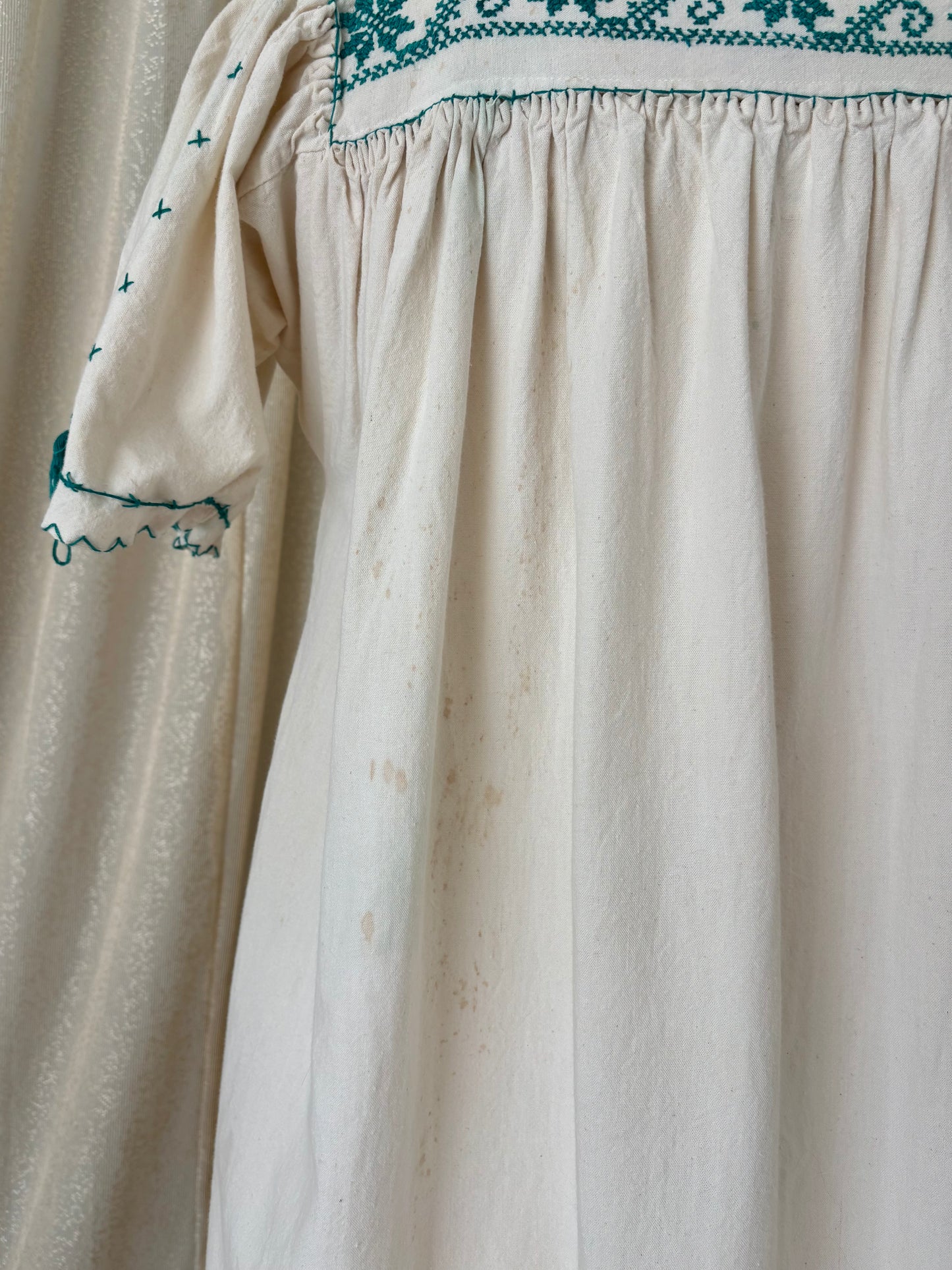 70s cotton embroidered peasant dress