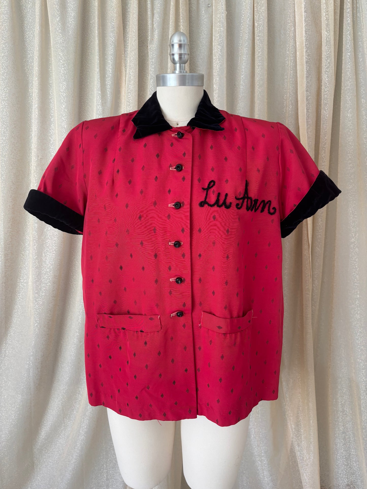 Vintage Lu Ann chain stitch bowling shirt