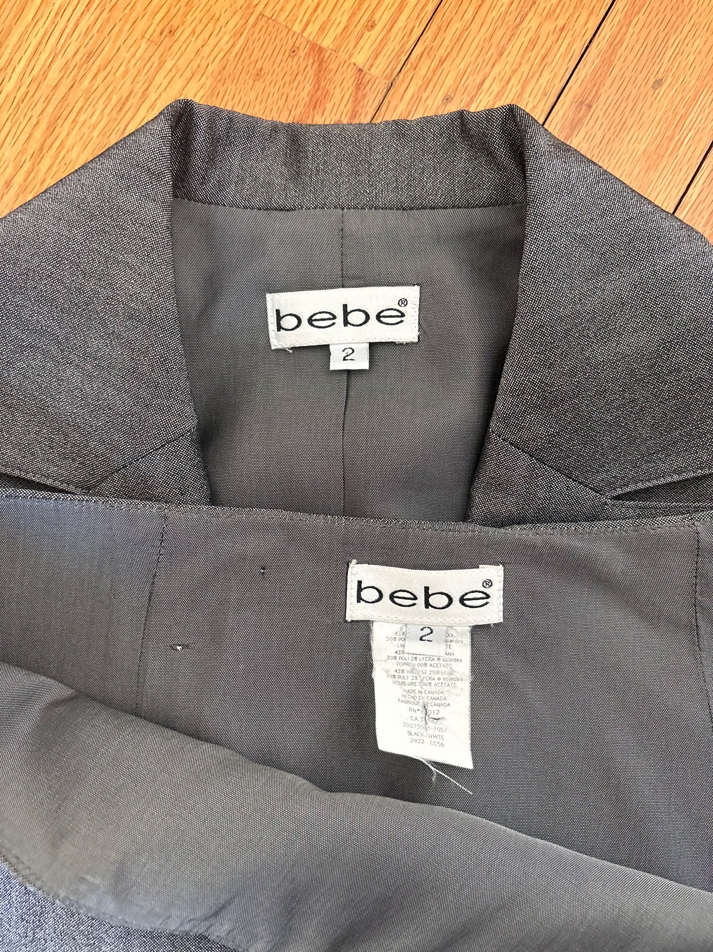 00s bebe iridescent mini skirt suit
