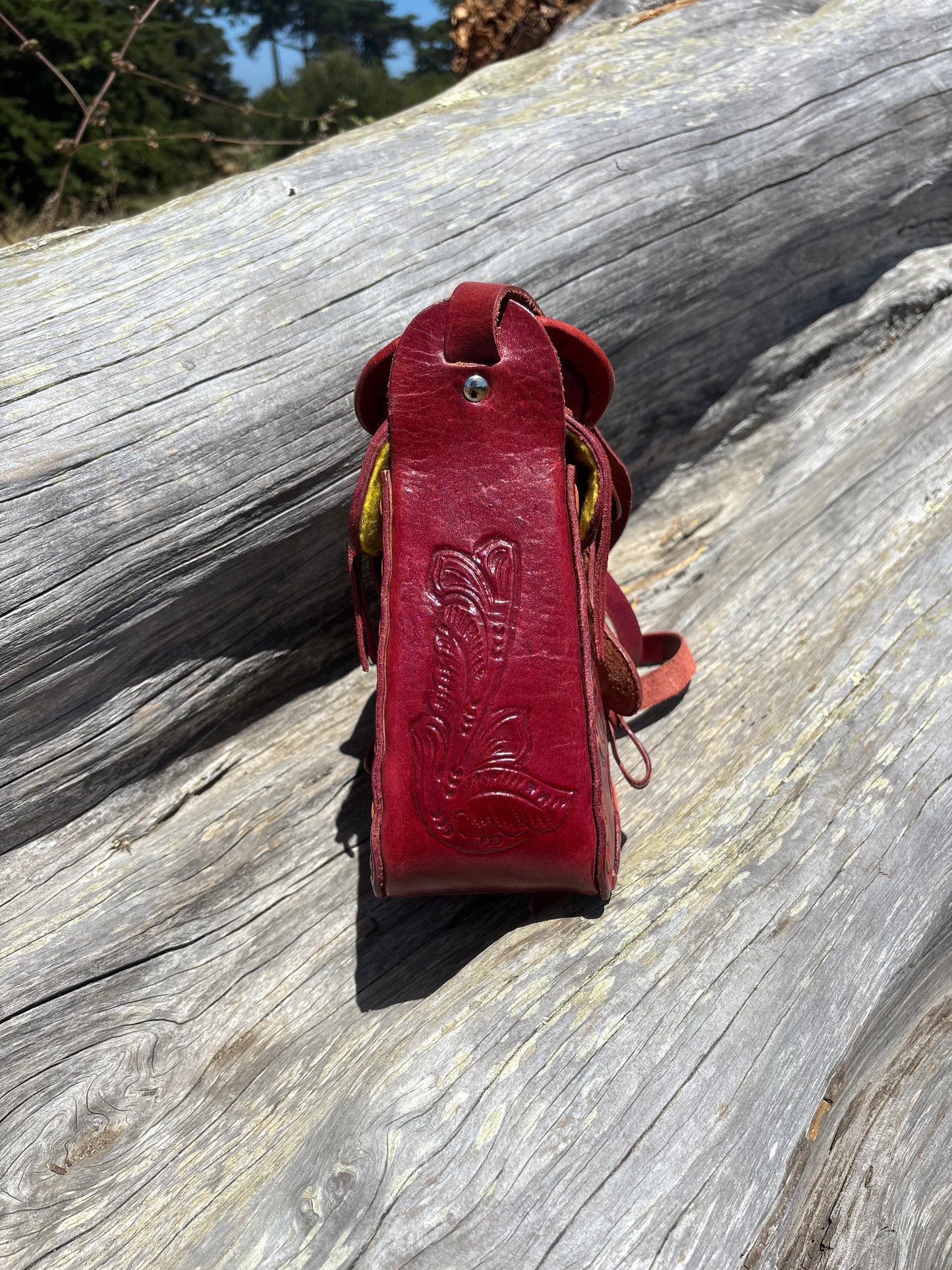 Vintage oxblood leather Western saddle crossbody