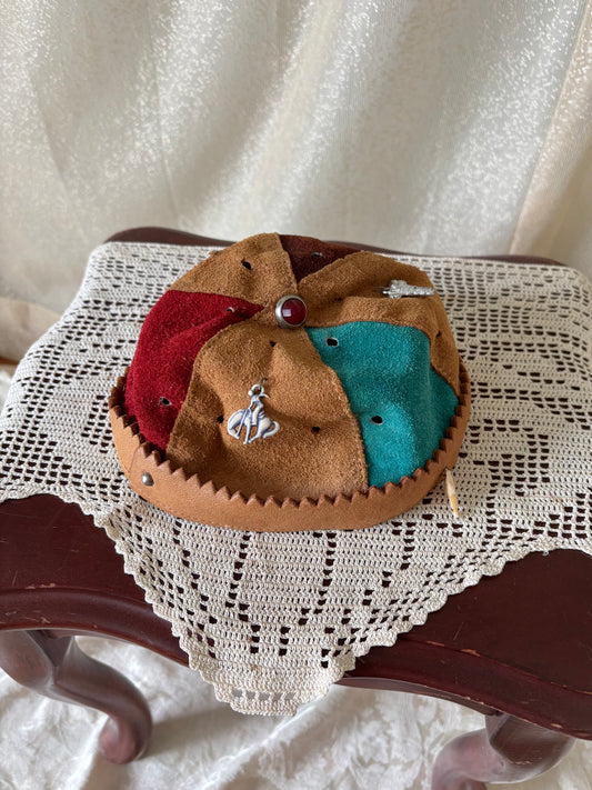 40s/50s personalized suede whoopee cap with charms