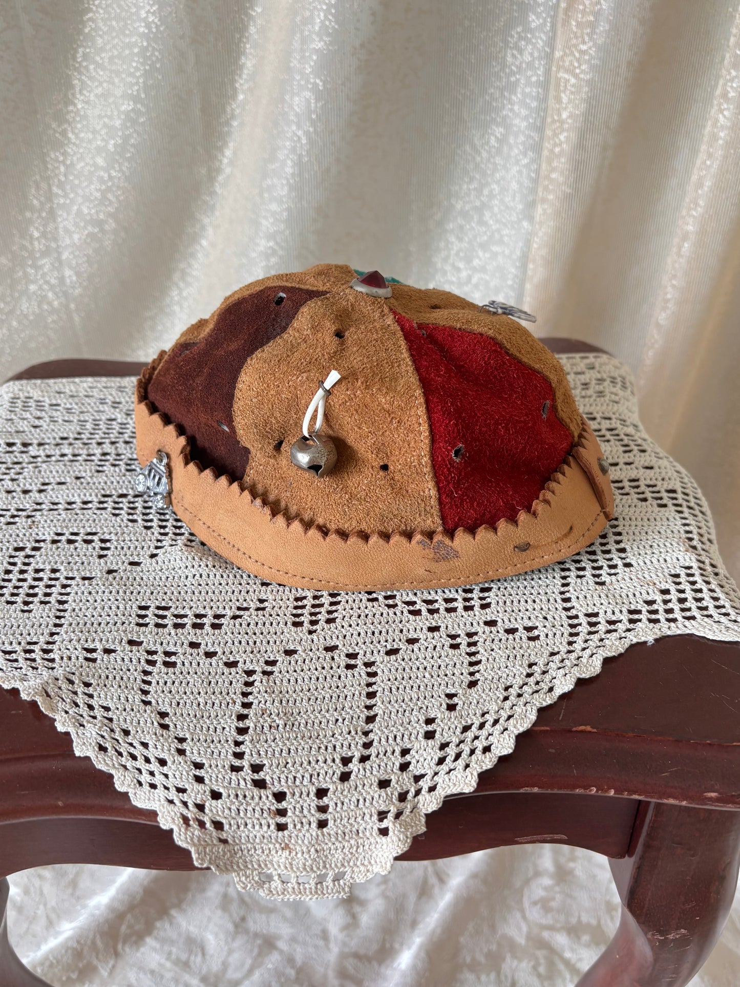 40s/50s personalized suede whoopee cap with charms