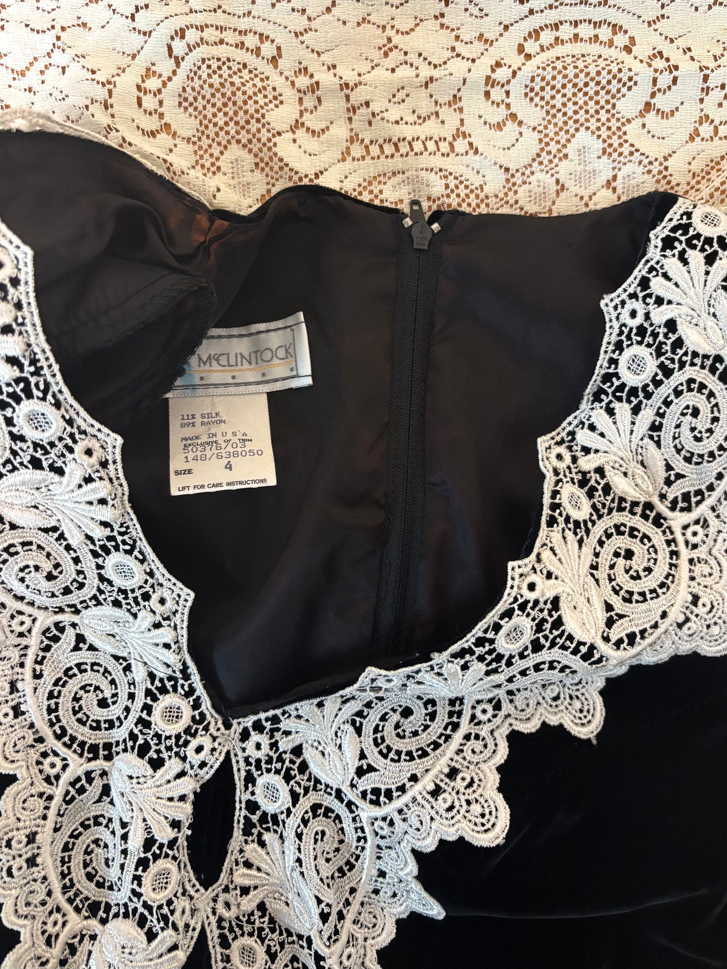 80s Jessica McClintock black velvet dress