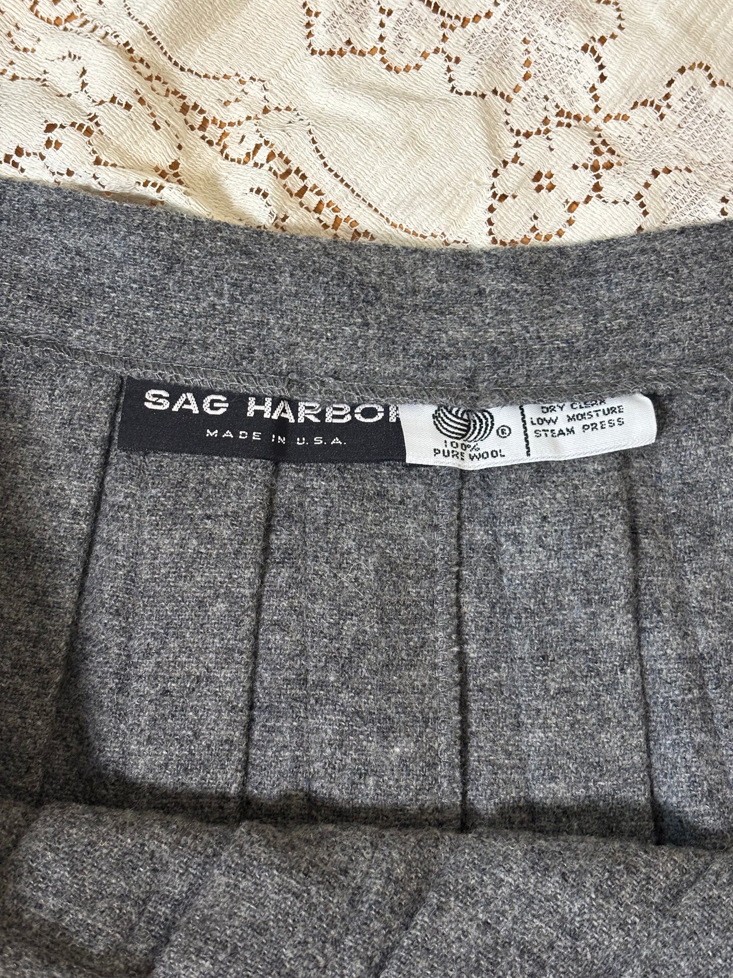 Vintage grey wool midi skirt