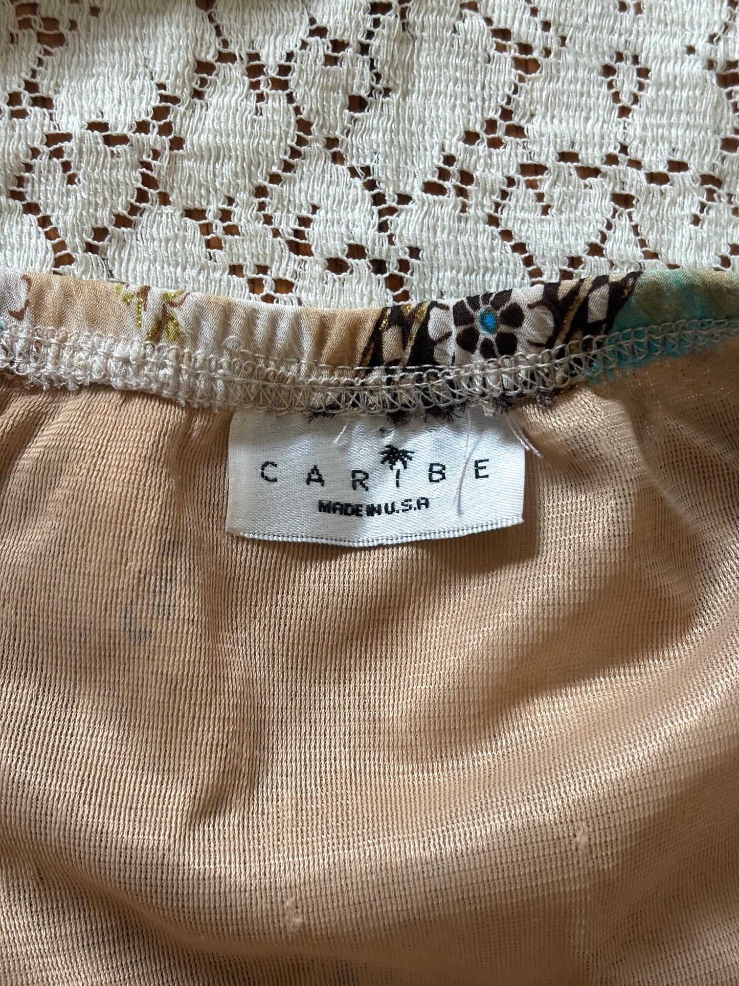 Flowy blue & brown midi skirt