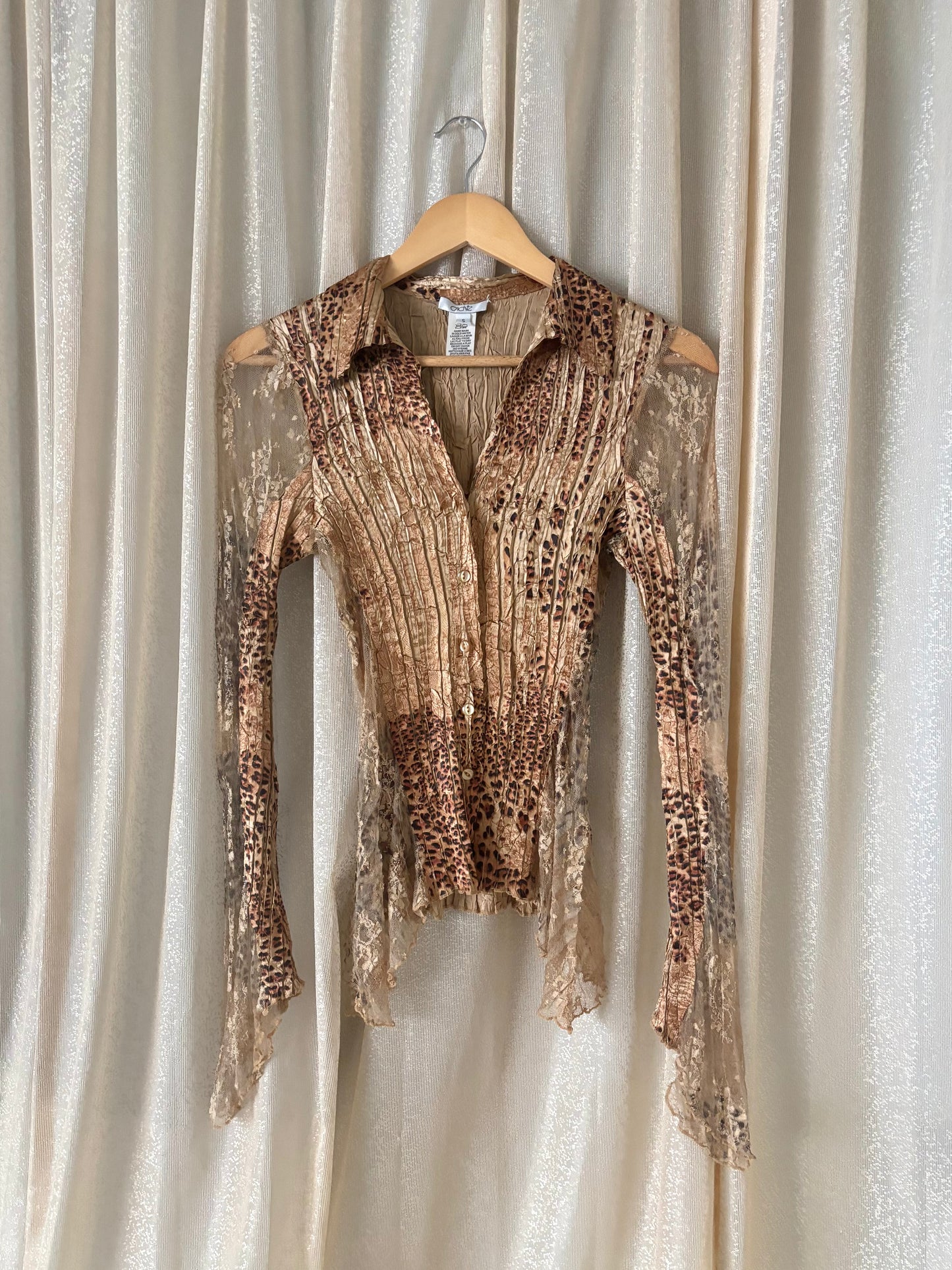 Caché lacey leopard print blouse