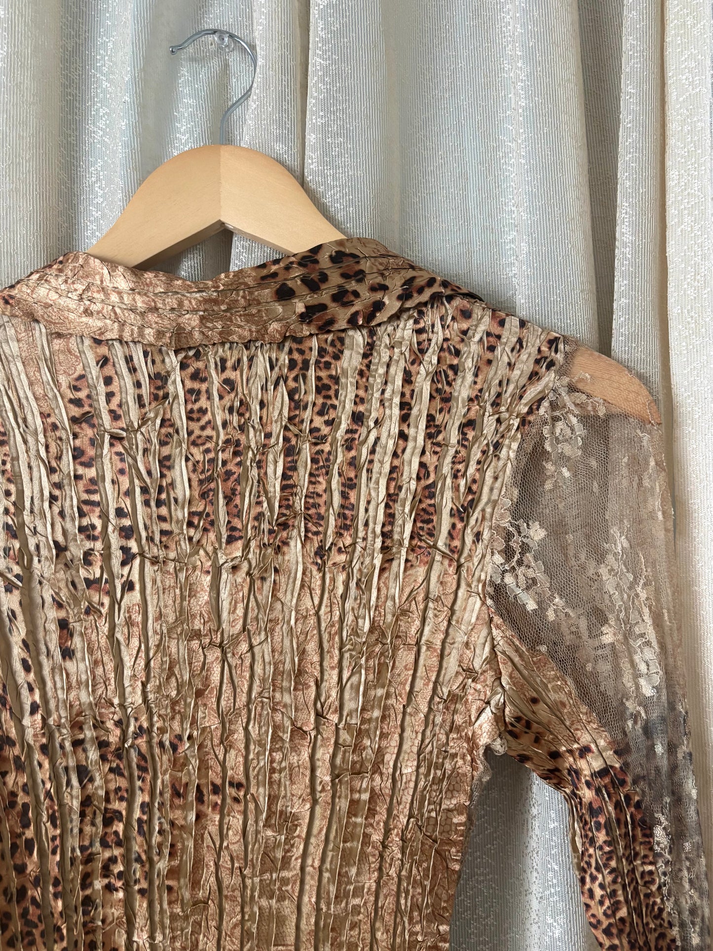 Caché lacey leopard print blouse