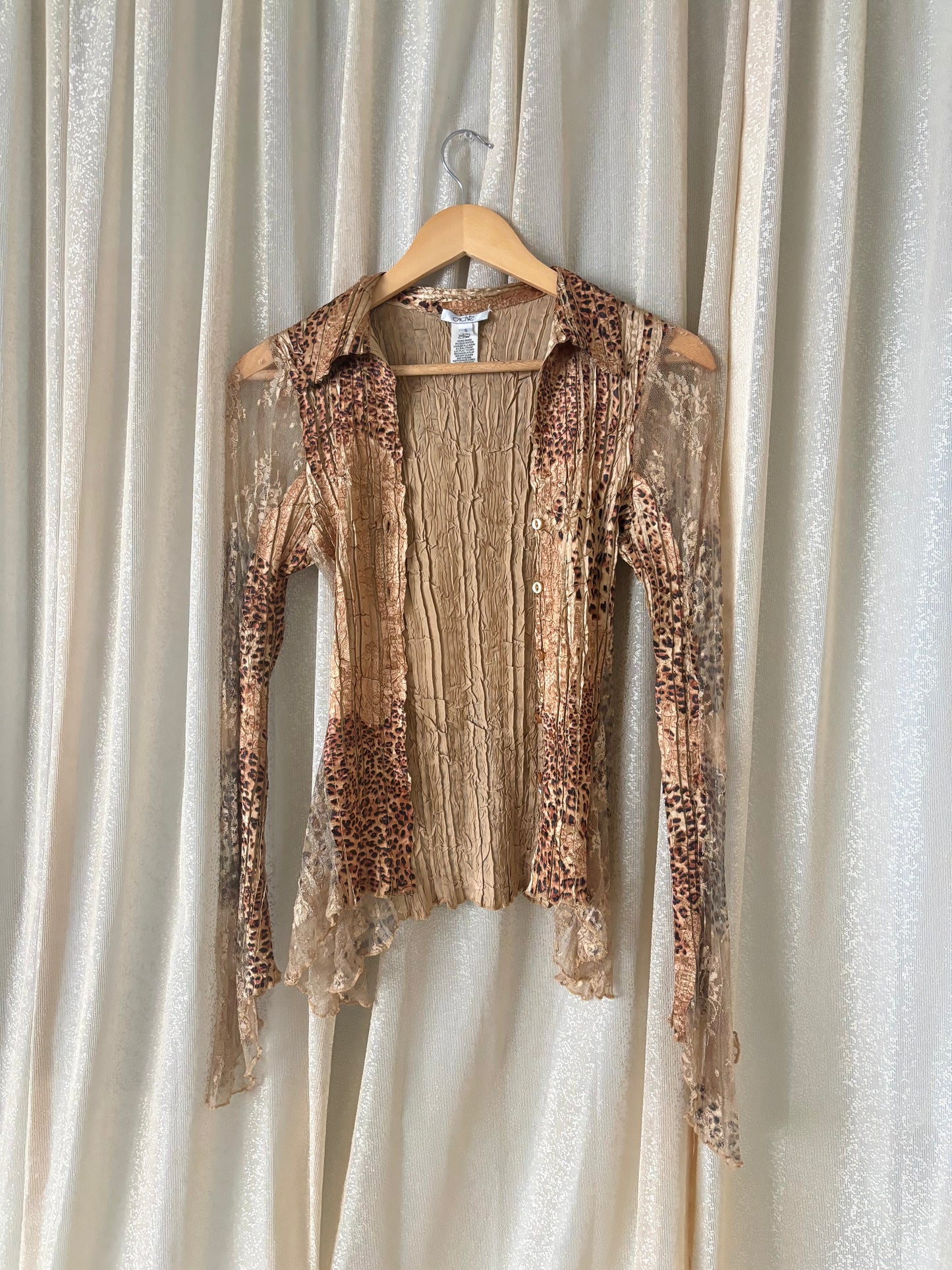 Caché lacey leopard print blouse