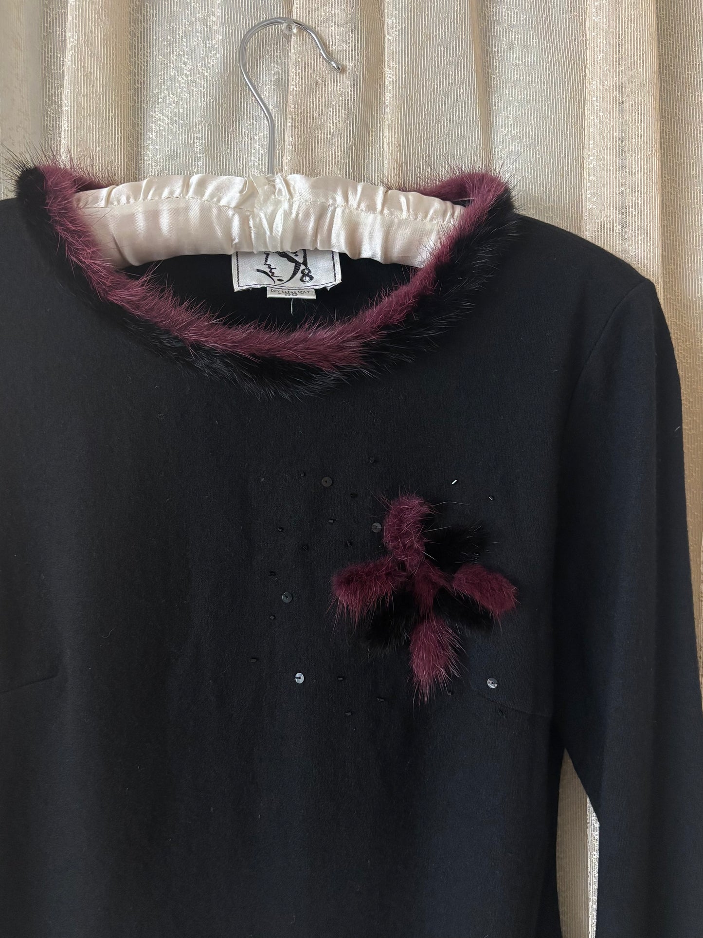 Vintage faux fur applique sweater