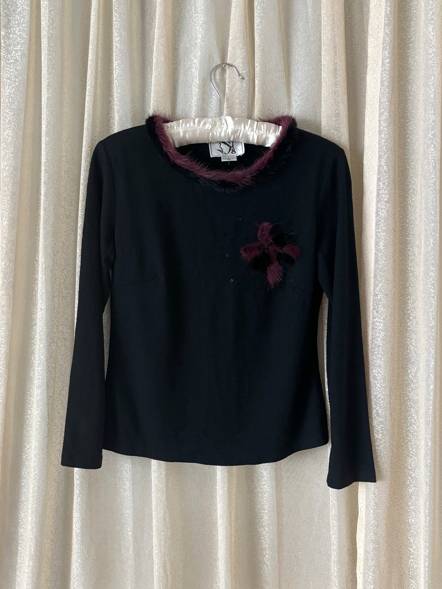 Vintage faux fur applique sweater