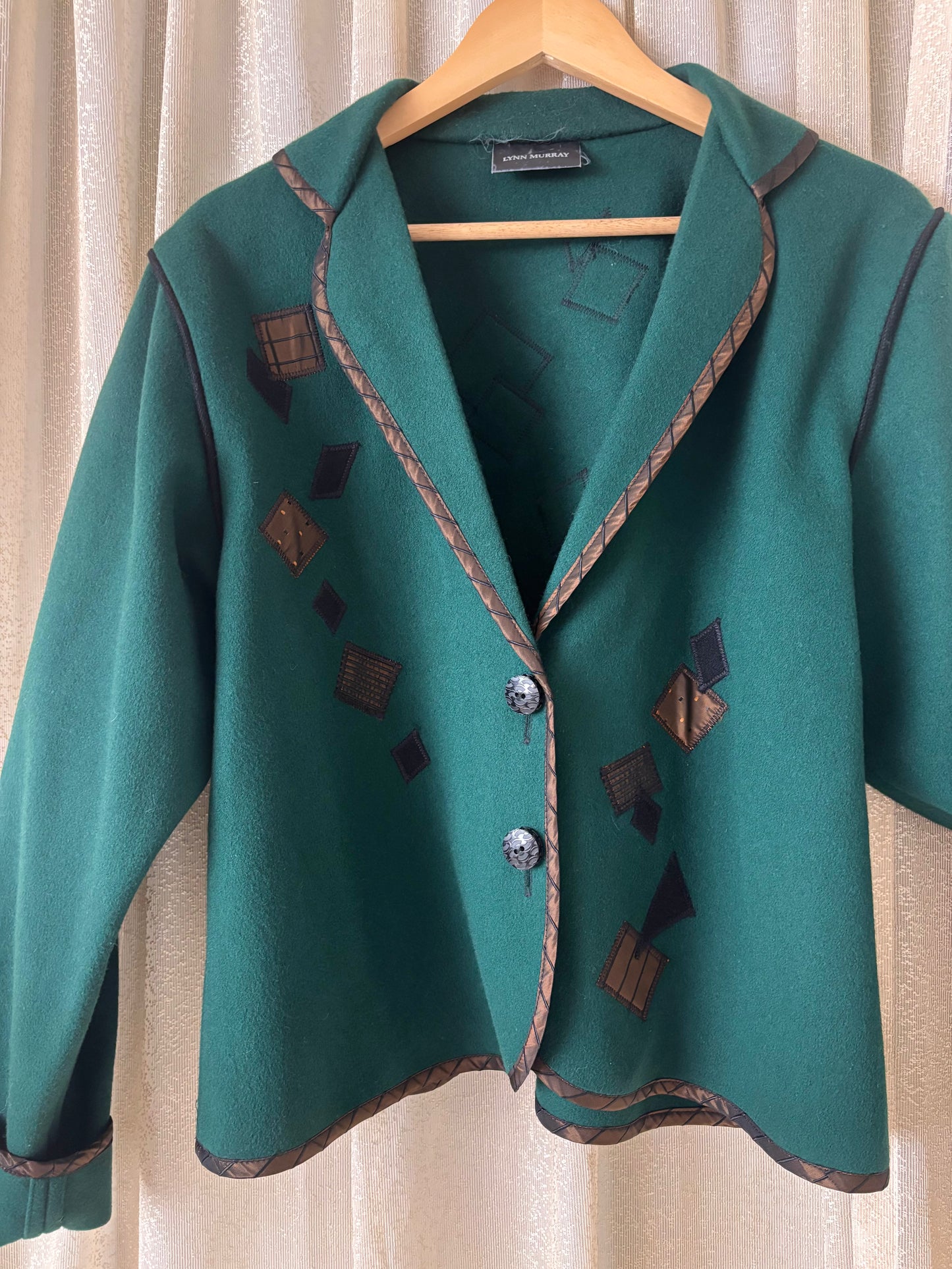 Wool geometric applique blazer jacket