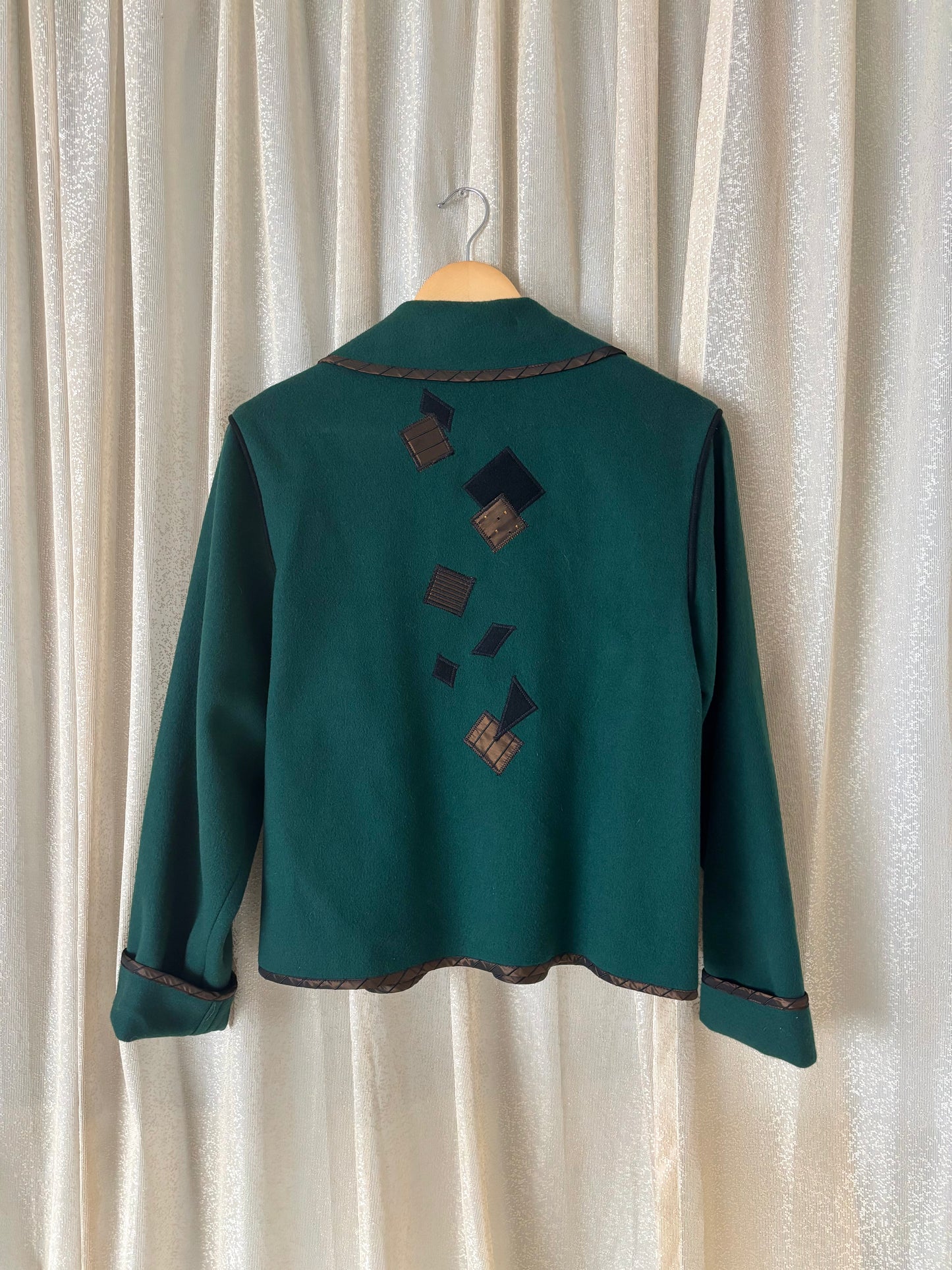 Wool geometric applique blazer jacket