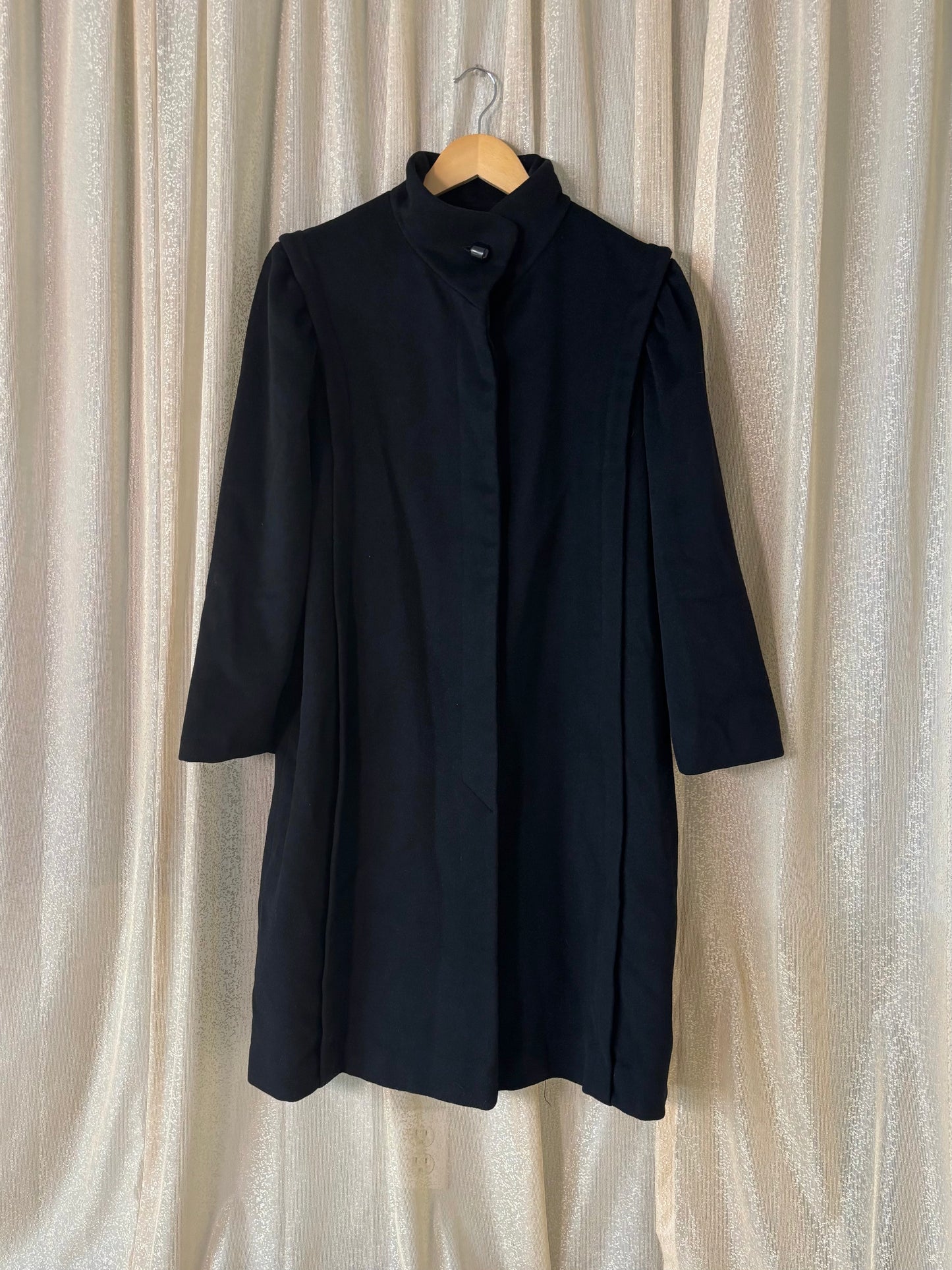 Black wool funnel neck coat