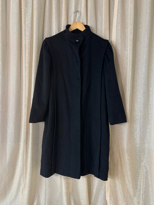 Black wool funnel neck coat