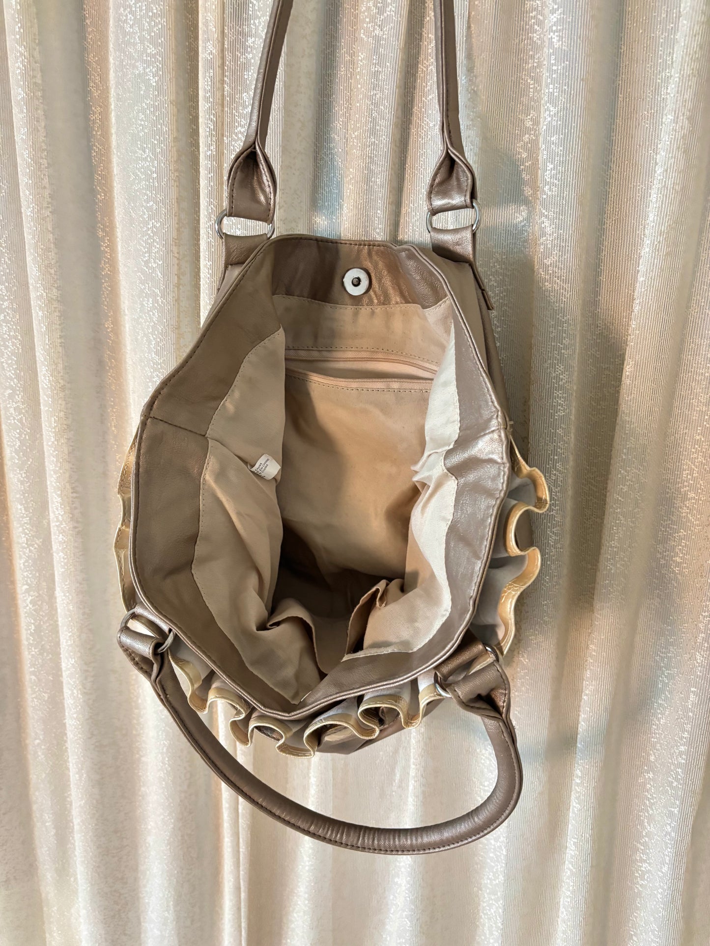 Gold ruffle shoulder bag