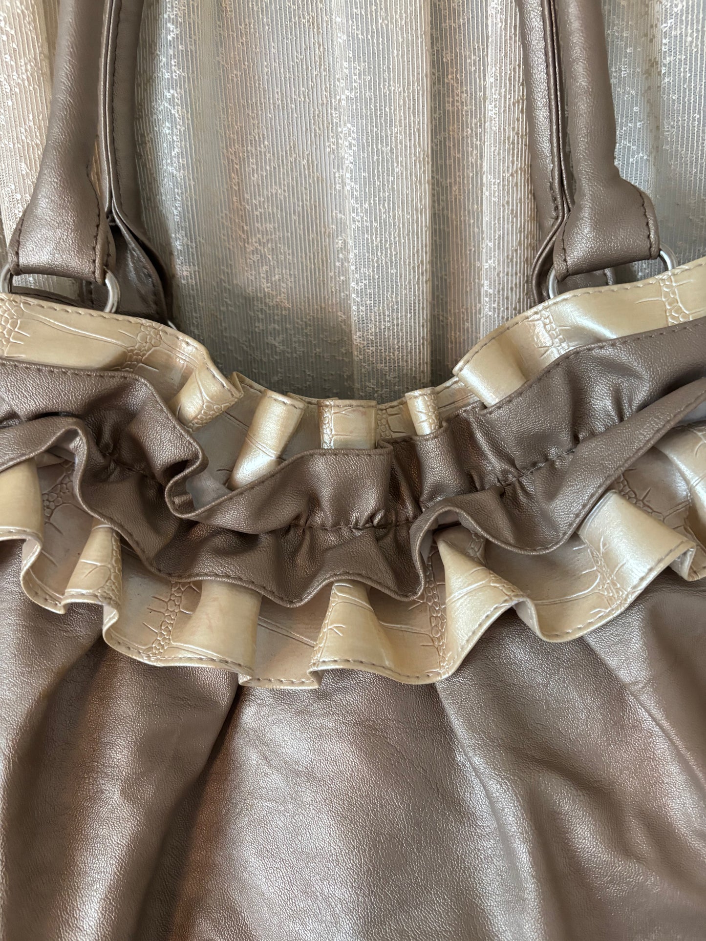 Gold ruffle shoulder bag