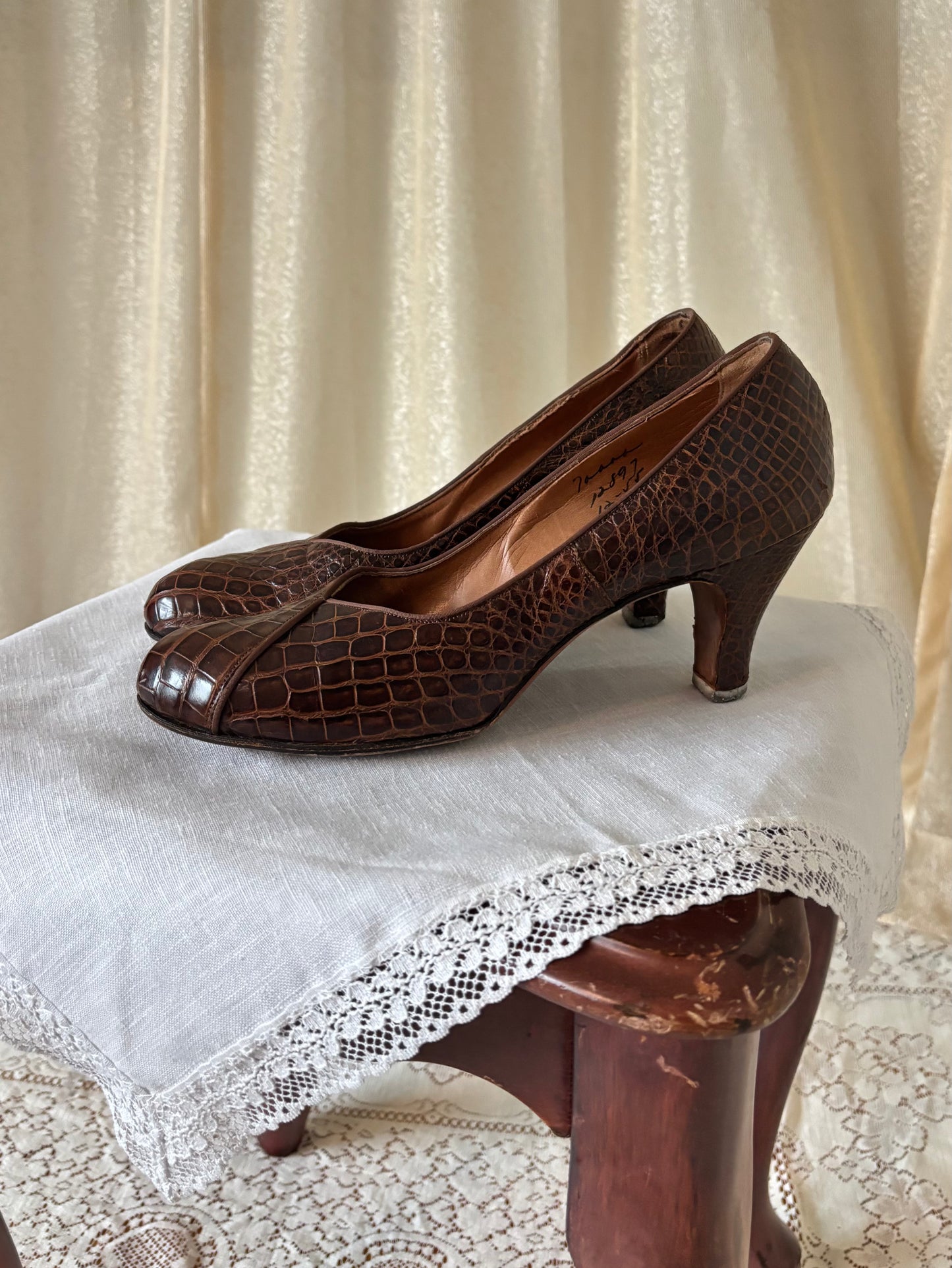 50s leather alligator heels