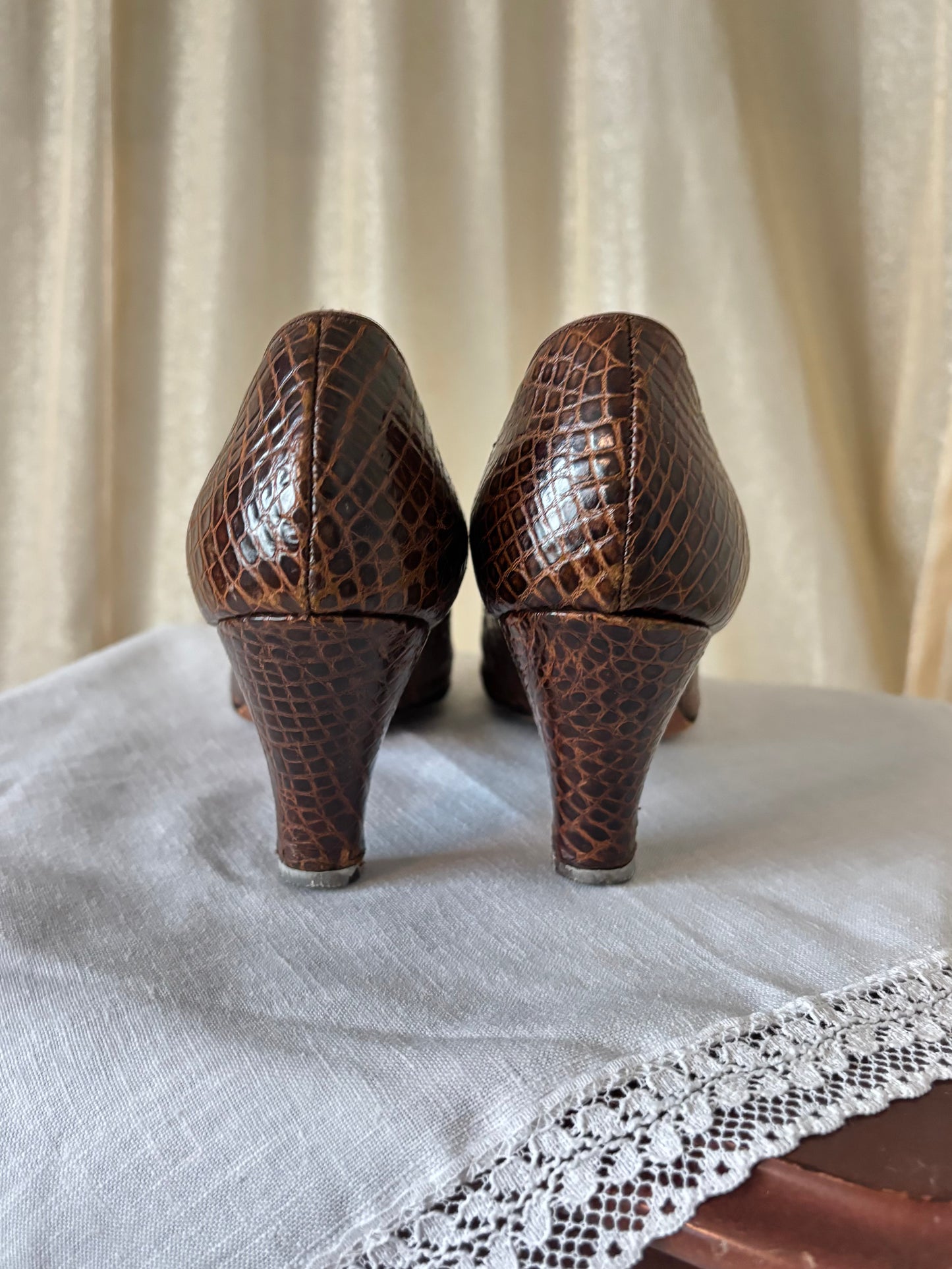 50s leather alligator heels