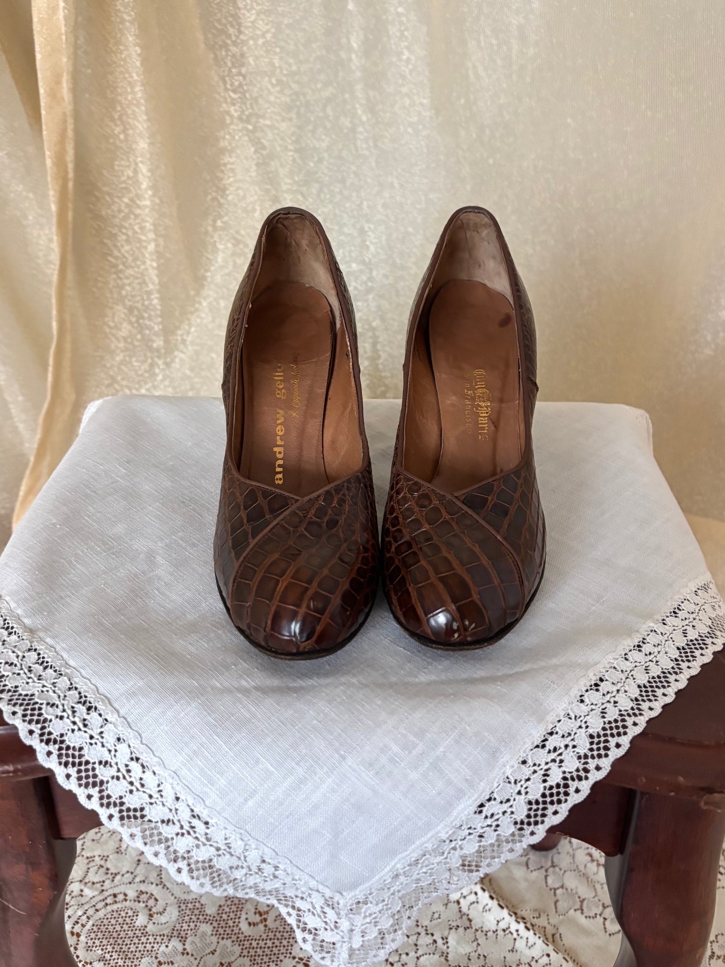 50s leather alligator heels