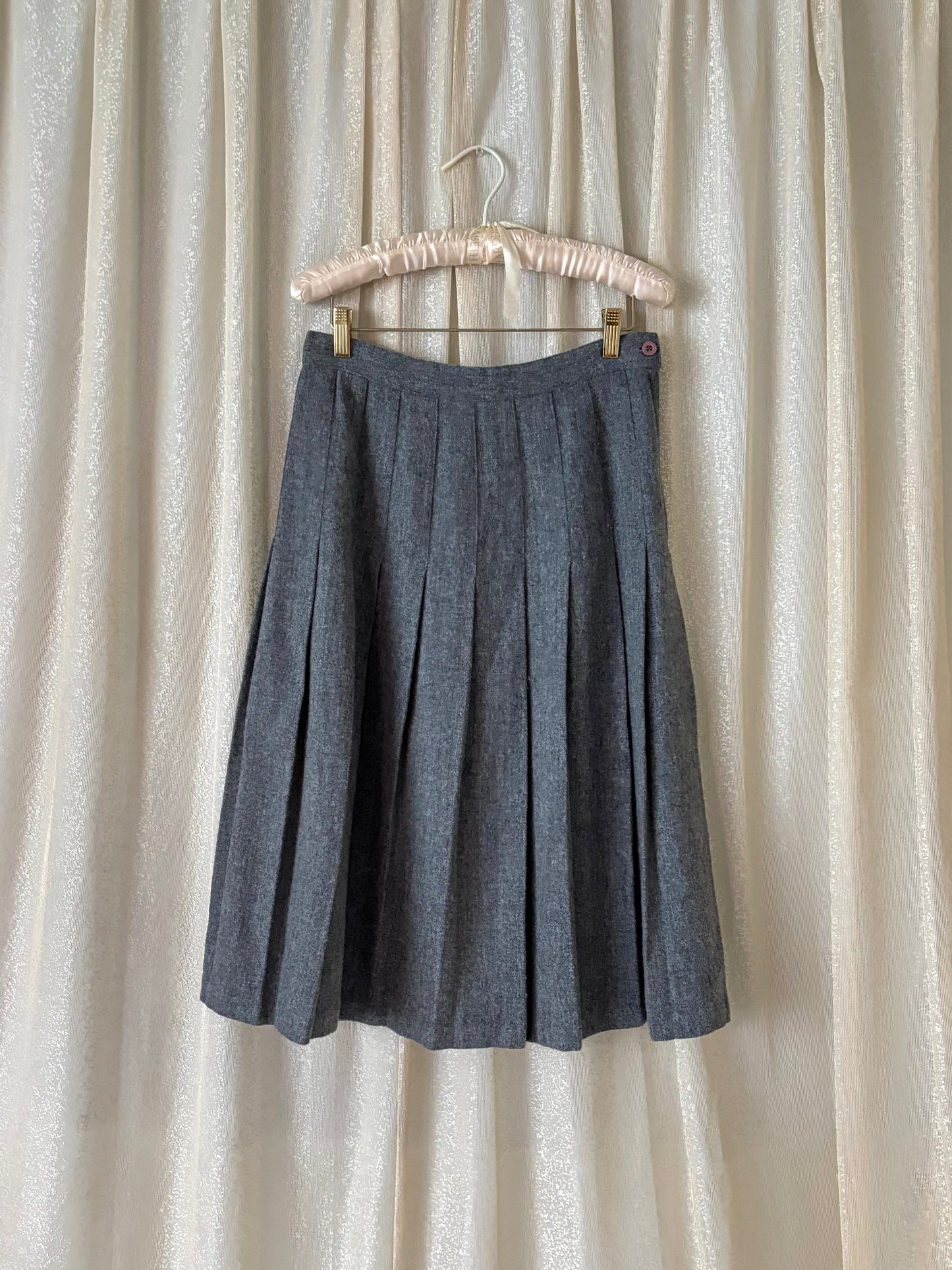 Vintage grey wool midi skirt