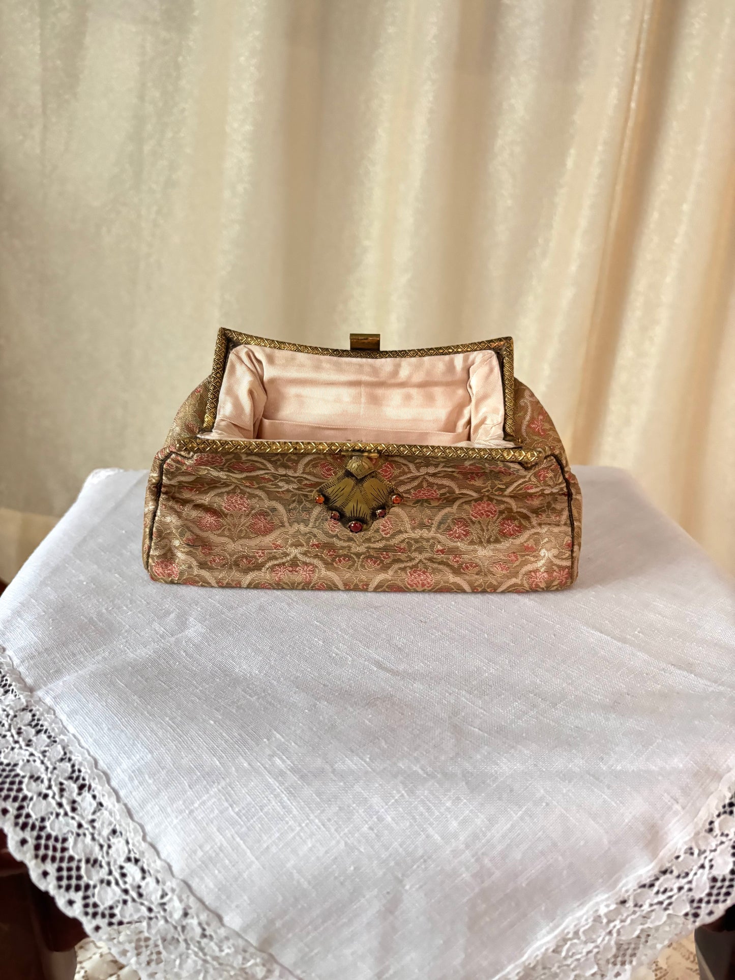 Silk brocade clutch
