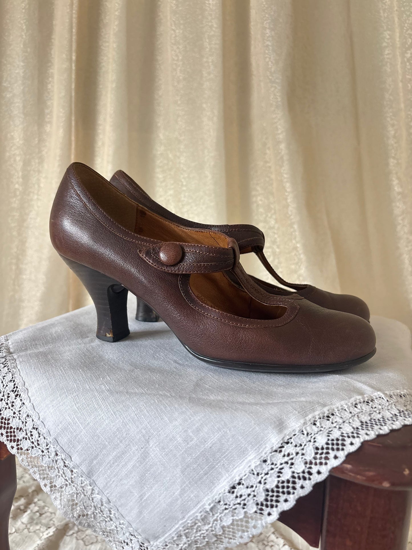 Brown t-strap mary janes