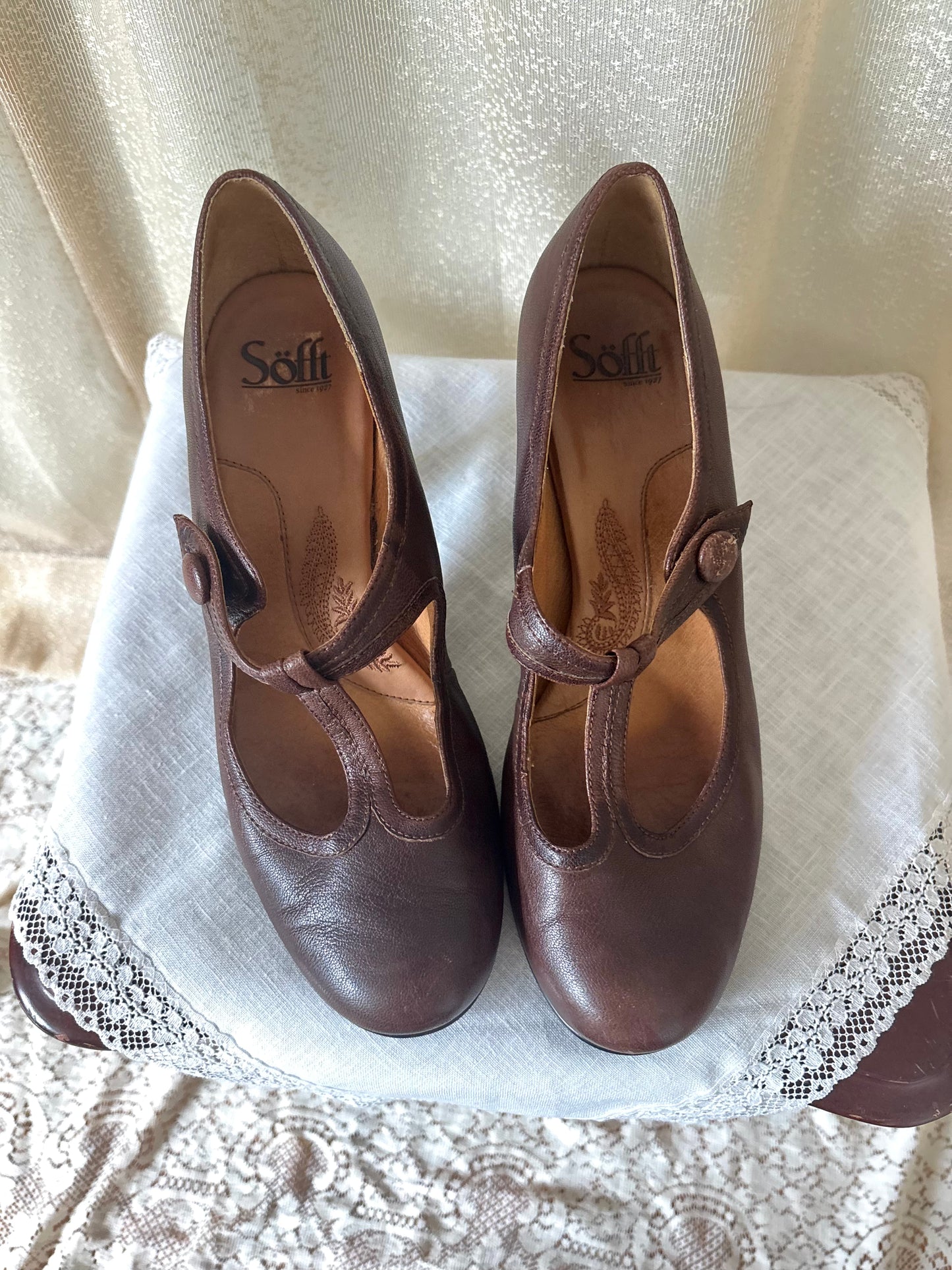 Brown t-strap mary janes