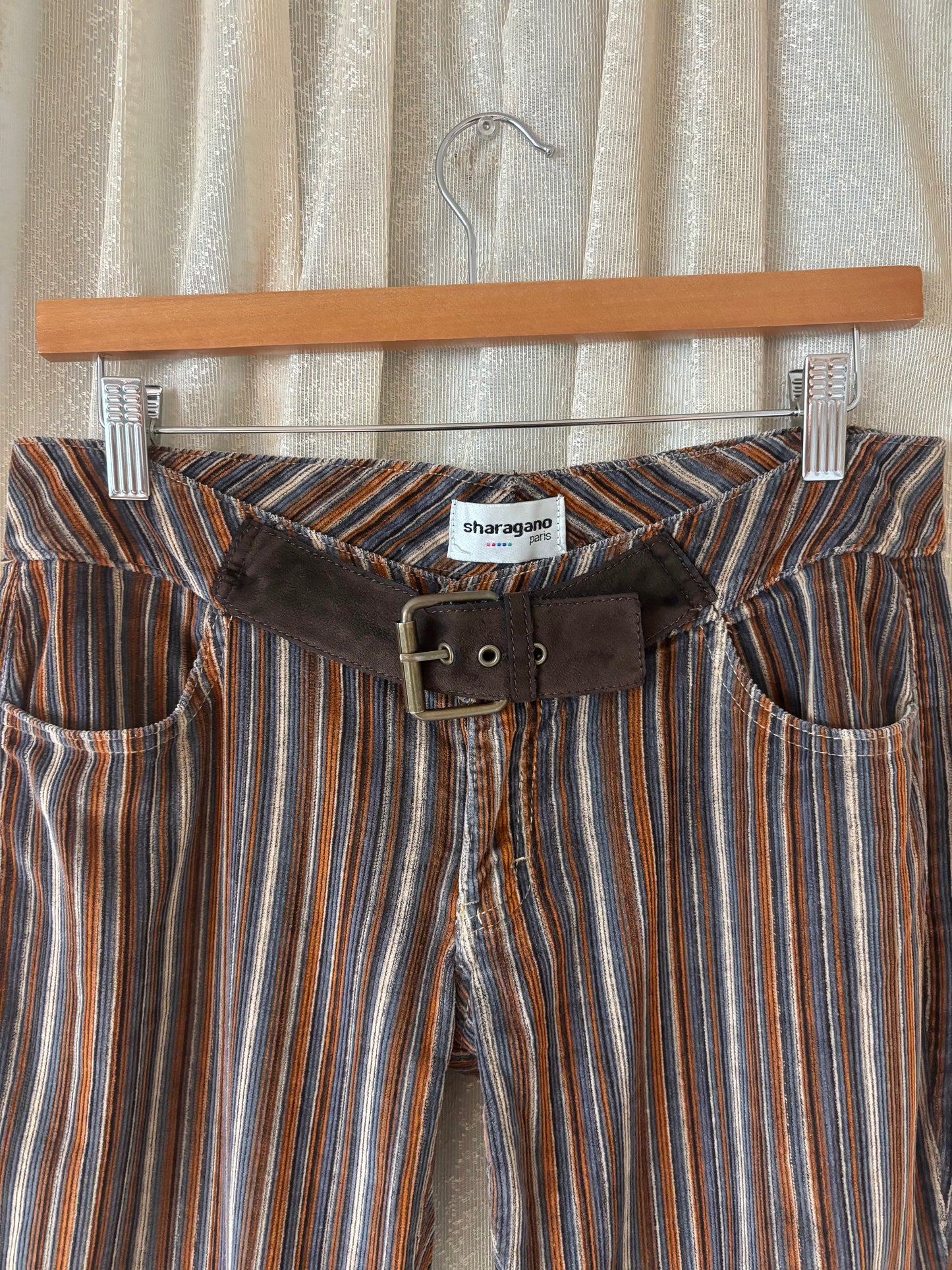 90s/00s pinstripe cotton corduroy flares