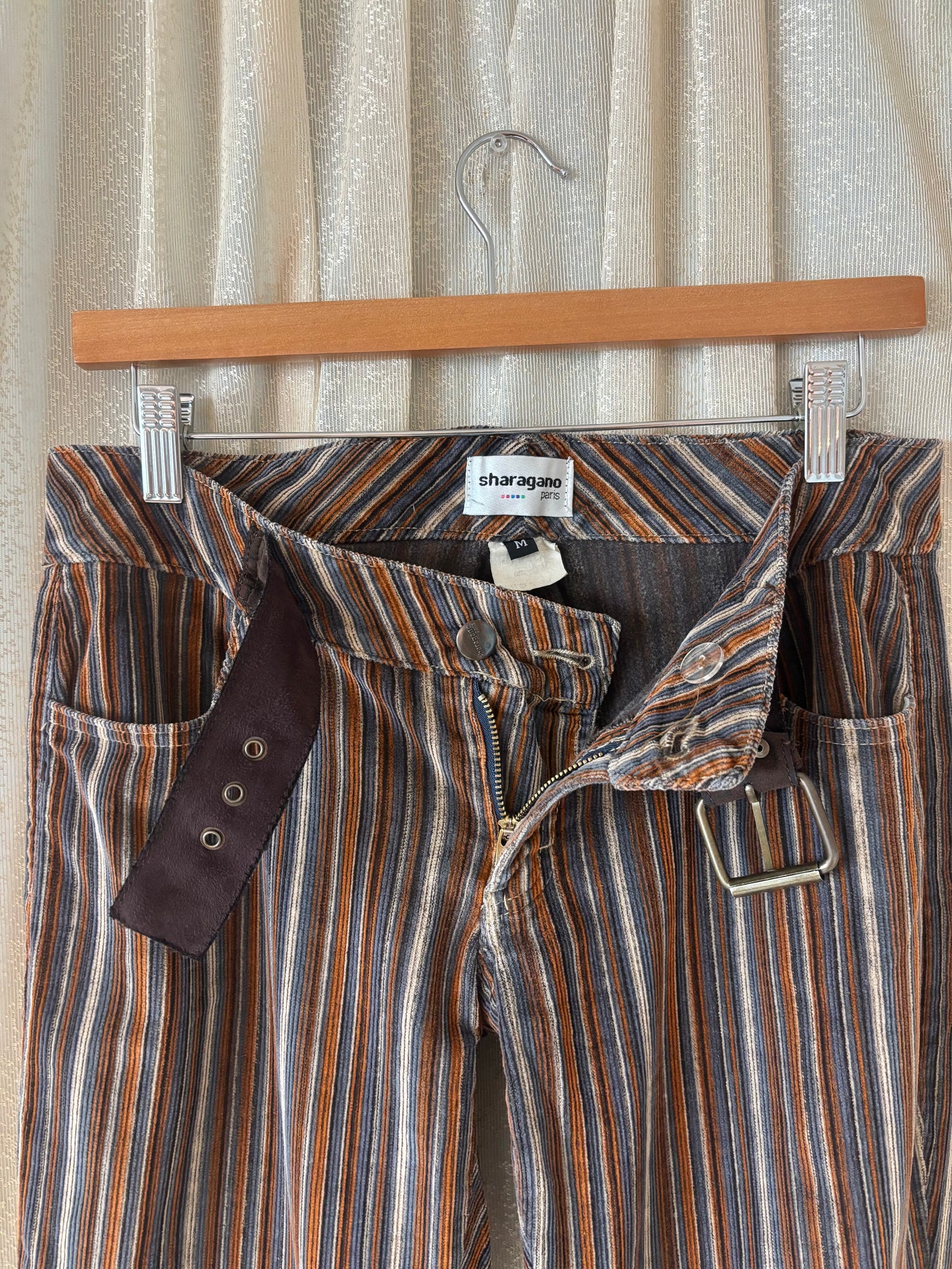 90s/00s pinstripe cotton corduroy flares
