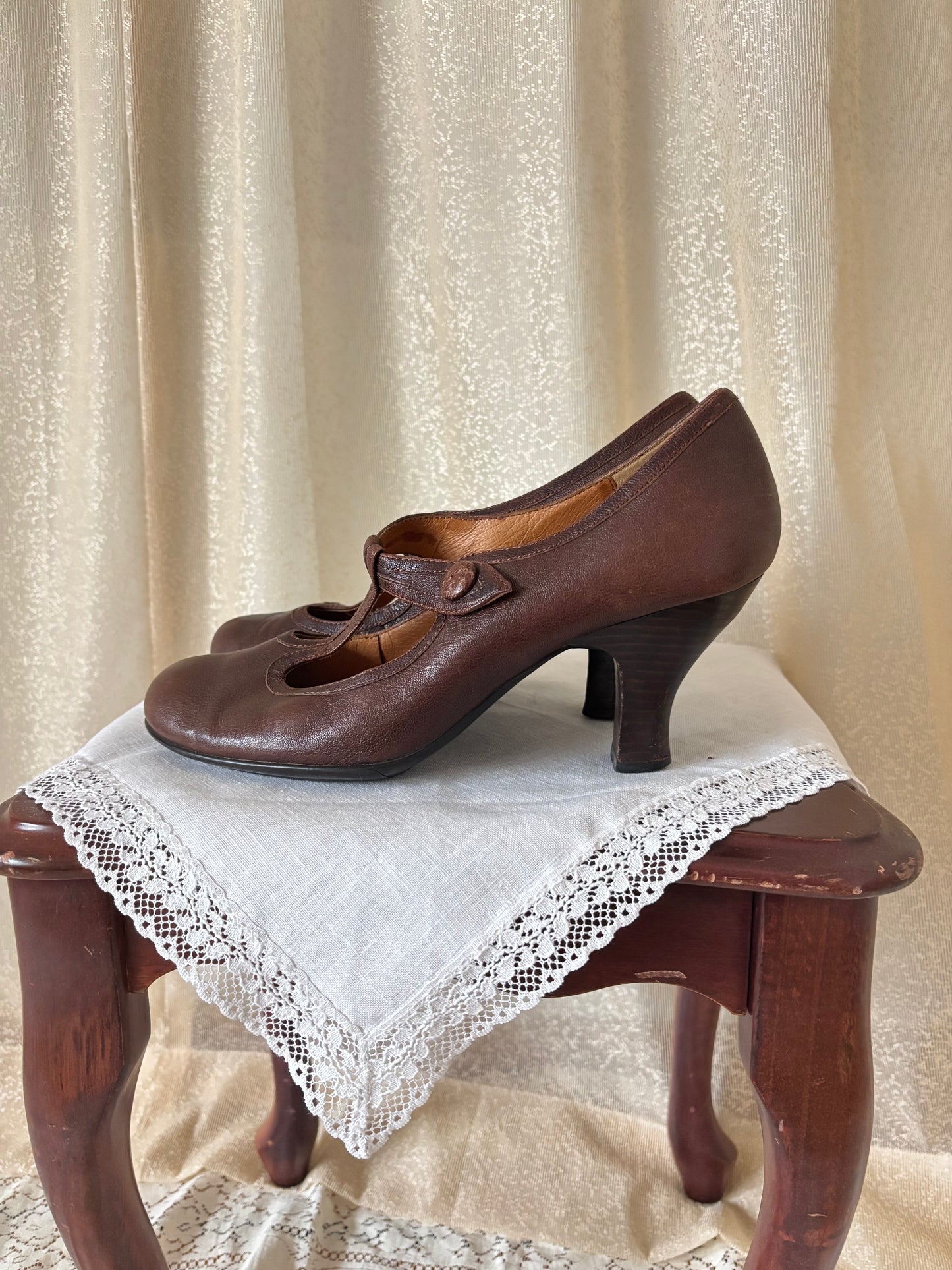 Brown t-strap mary janes